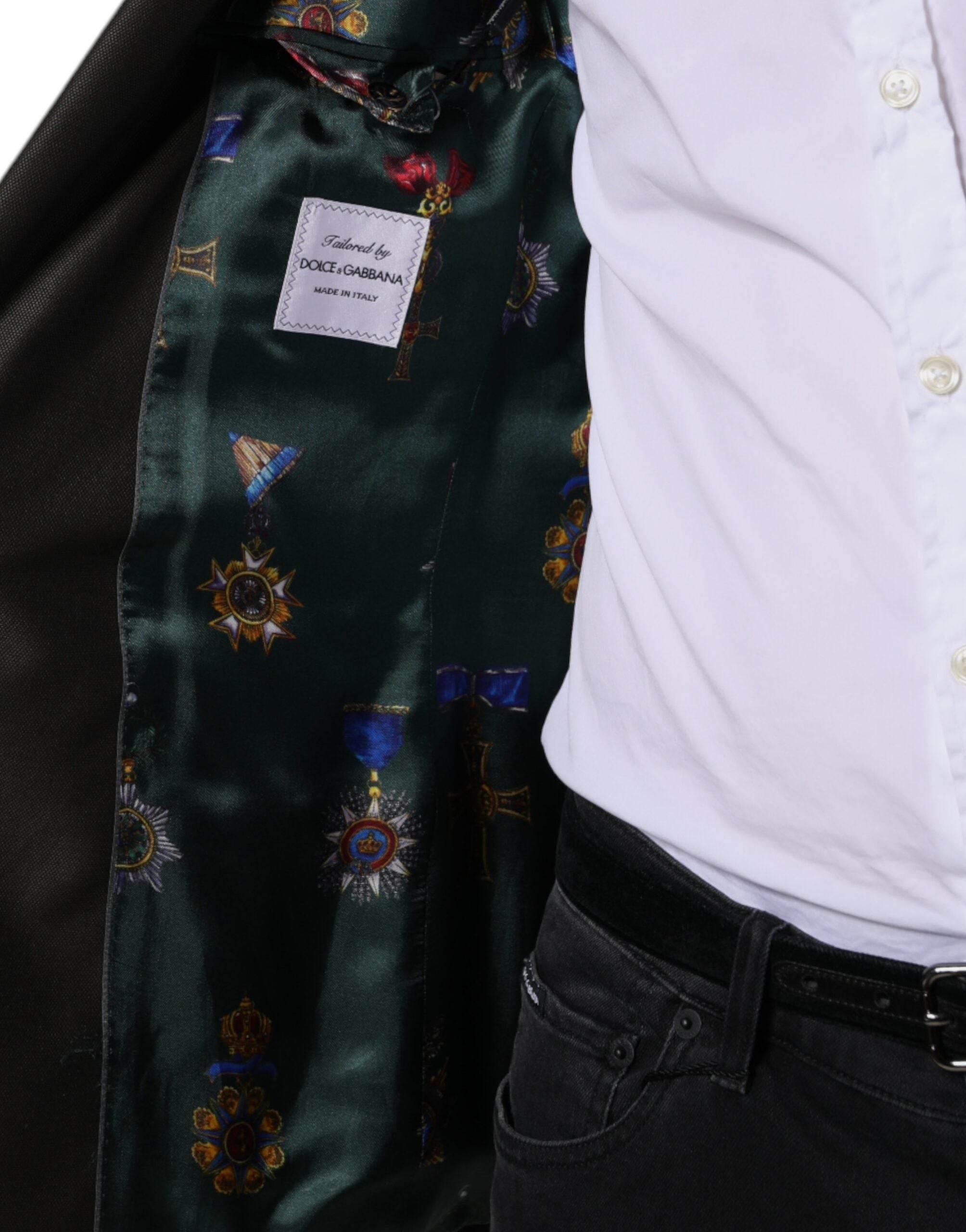 Dolce & Gabbana Blazer Brown Green Bee Wool Jacket Coat - Hilstor