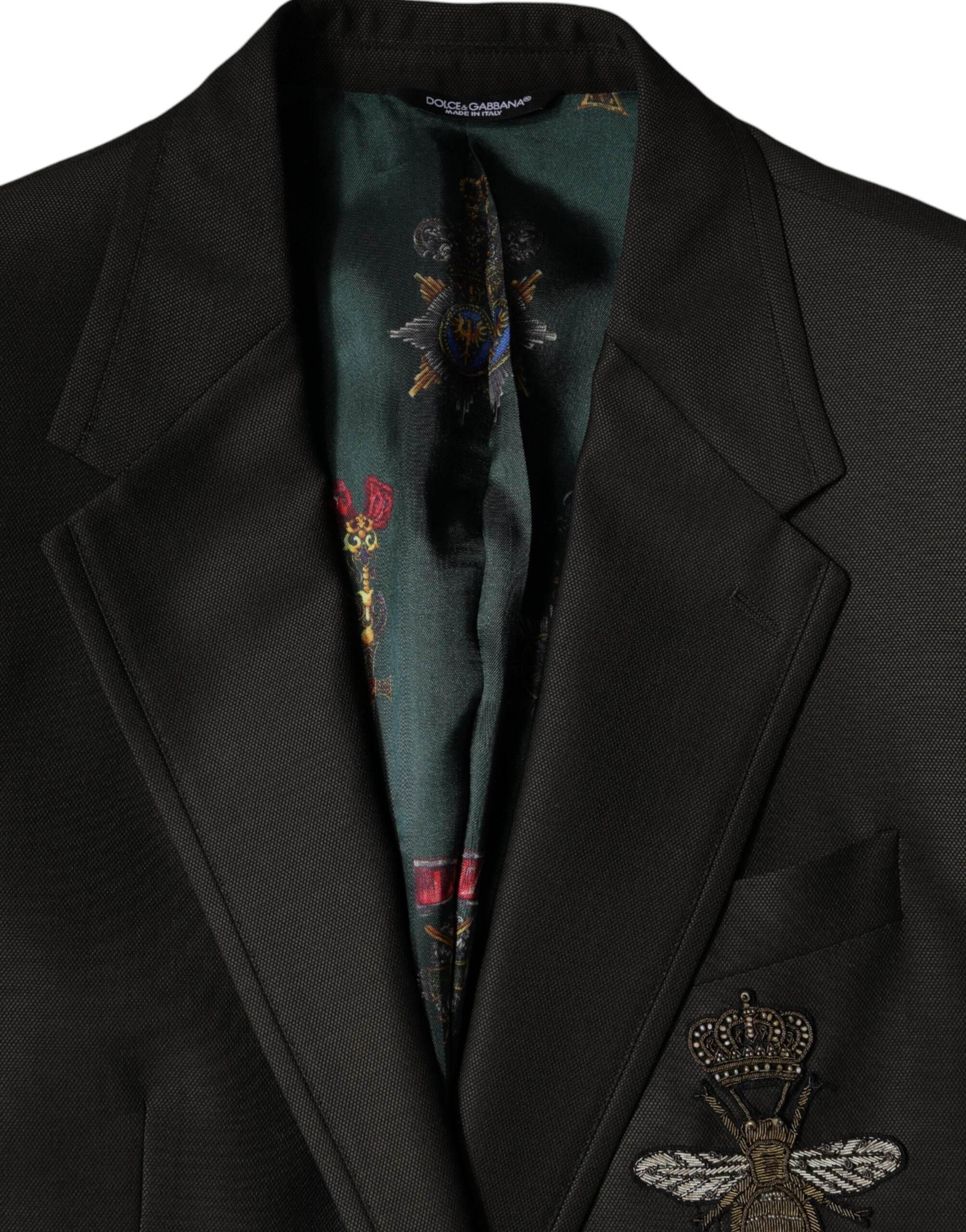 Dolce & Gabbana Blazer Brown Green Bee Wool Jacket Coat - Hilstor