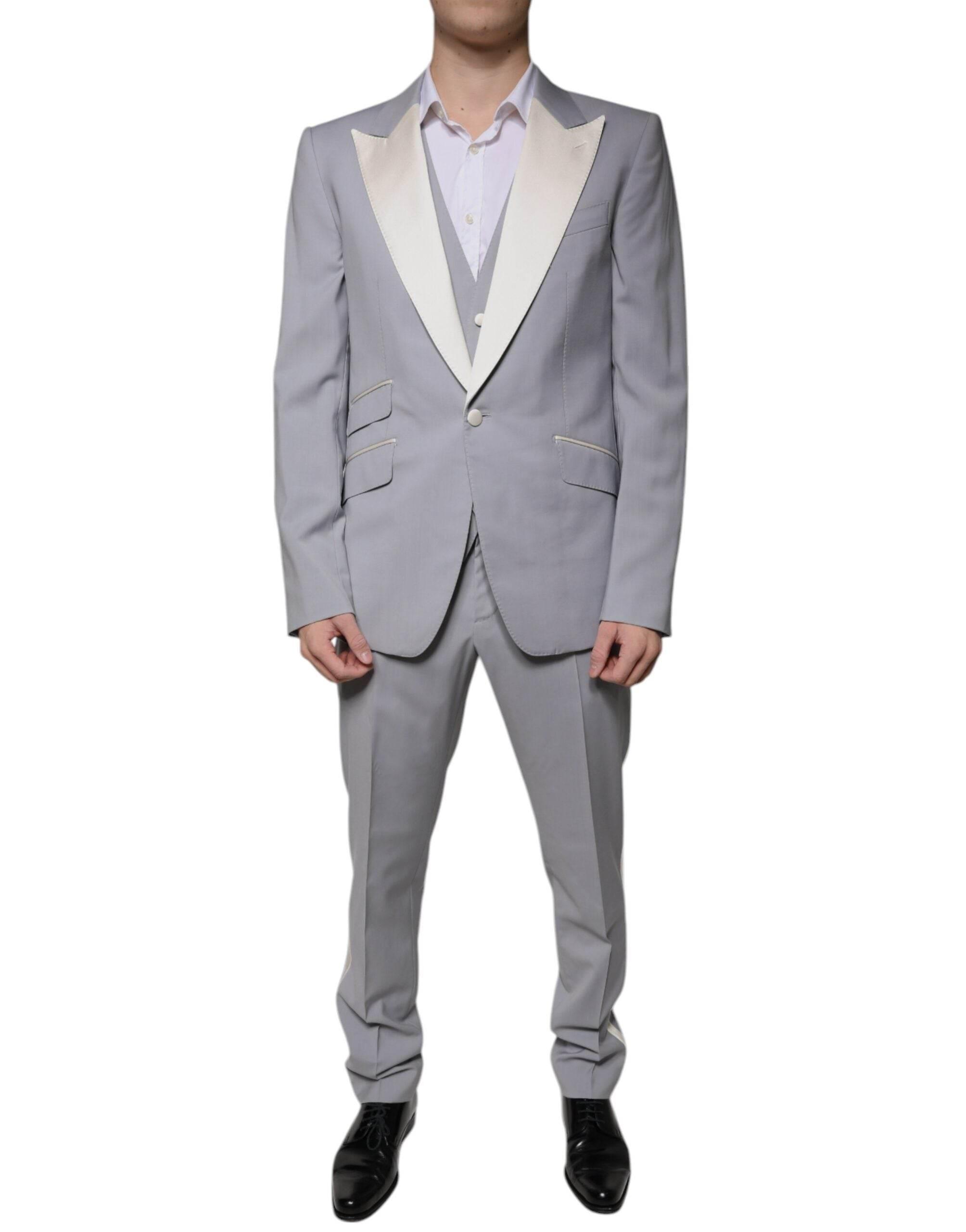 Dolce & Gabbana Gray Wool 3 Piece Slim Fit Formal Suit - Hilstor