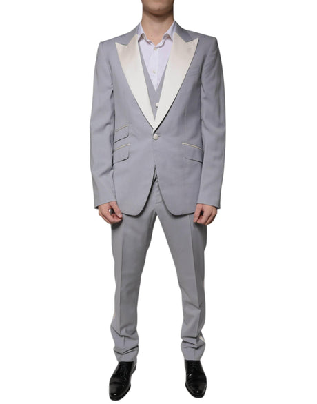 Dolce & Gabbana Gray Wool 3 Piece Slim Fit Formal Suit - Hilstor