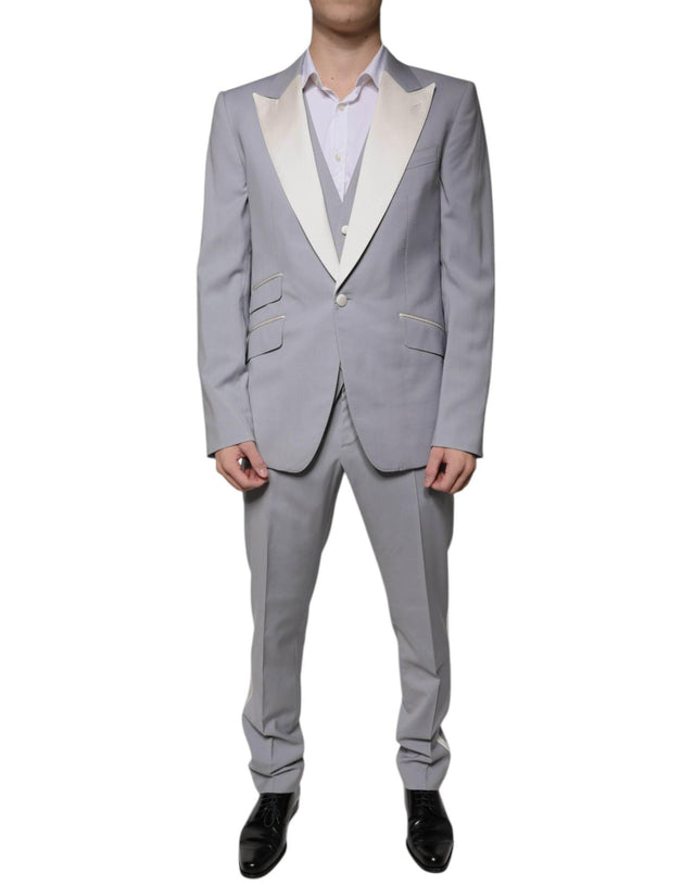 Dolce & Gabbana Gray Wool 3 Piece Slim Fit Formal Suit - Hilstor