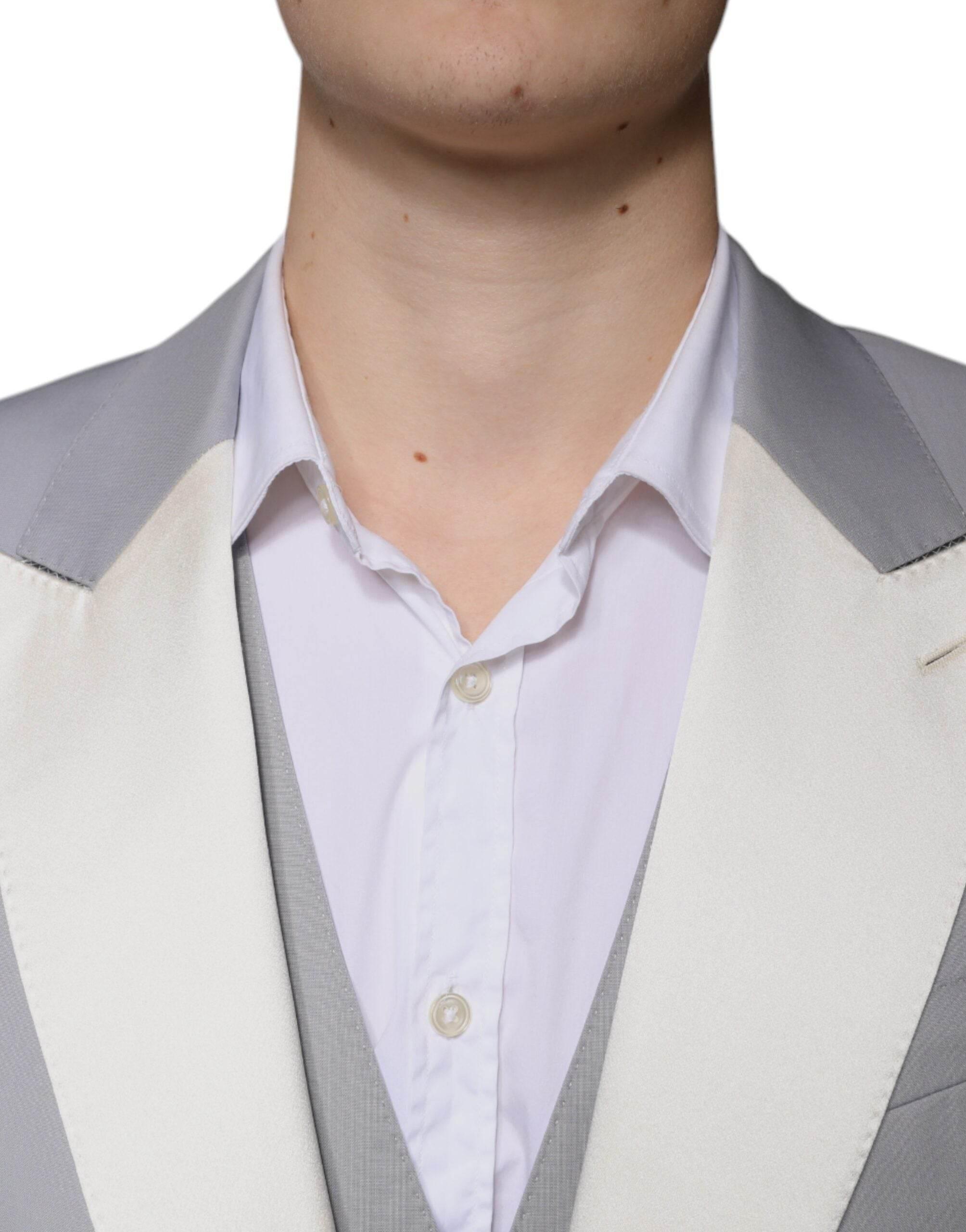 Dolce & Gabbana Gray Wool 3 Piece Slim Fit Formal Suit - Hilstor