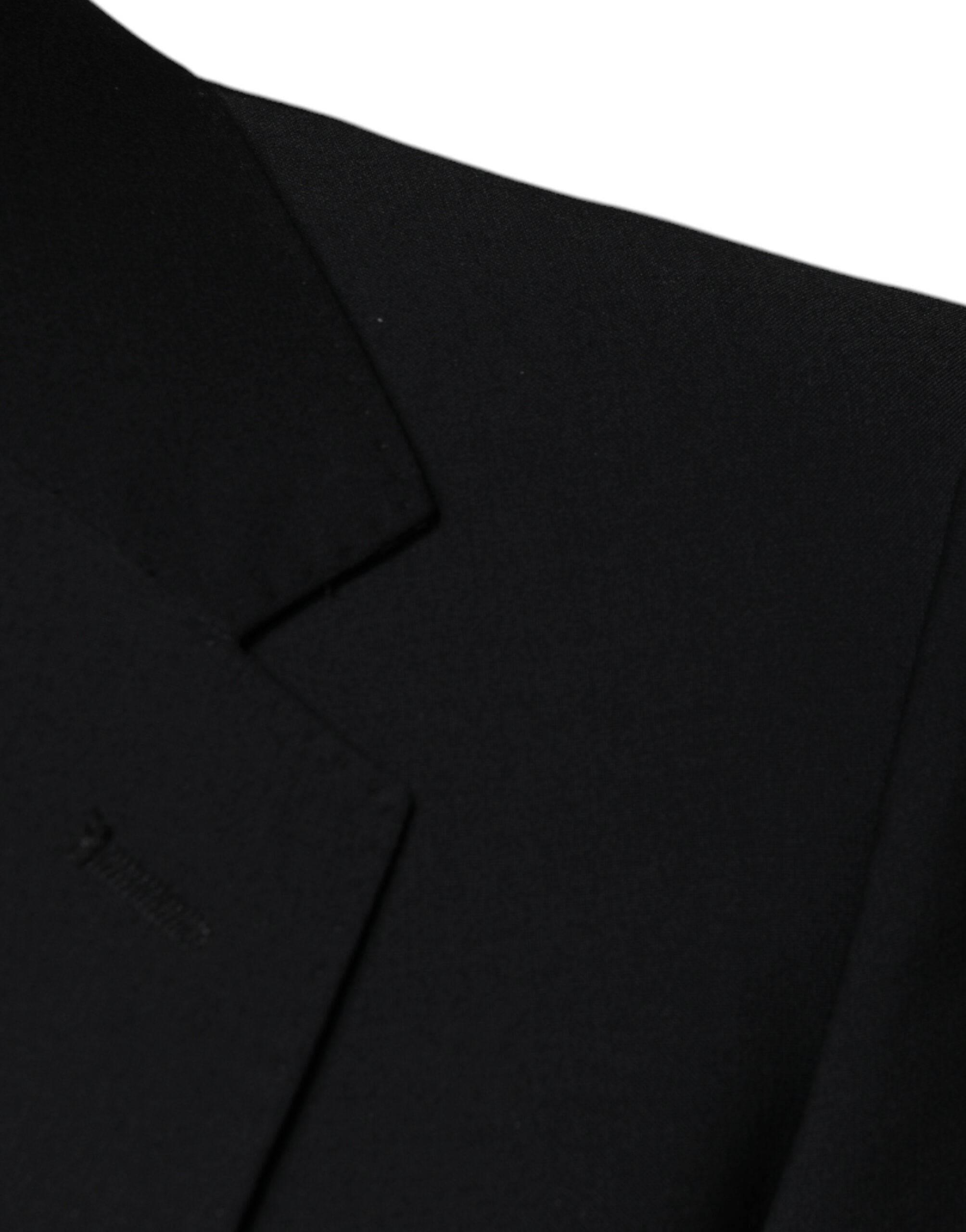 Dolce & Gabbana Black Wool 3 Piece Slim Fit Formal Men Suit - Hilstor
