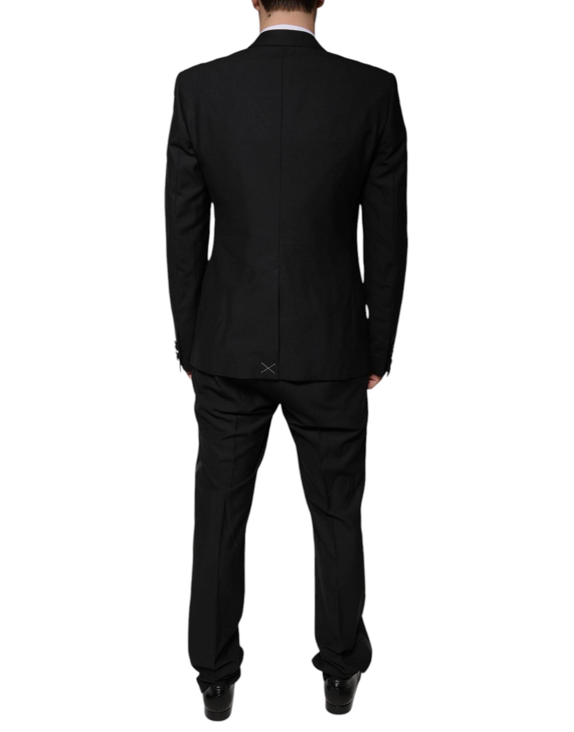 Dolce & Gabbana Black Wool 3 Piece Slim Fit Formal Suit - Hilstor