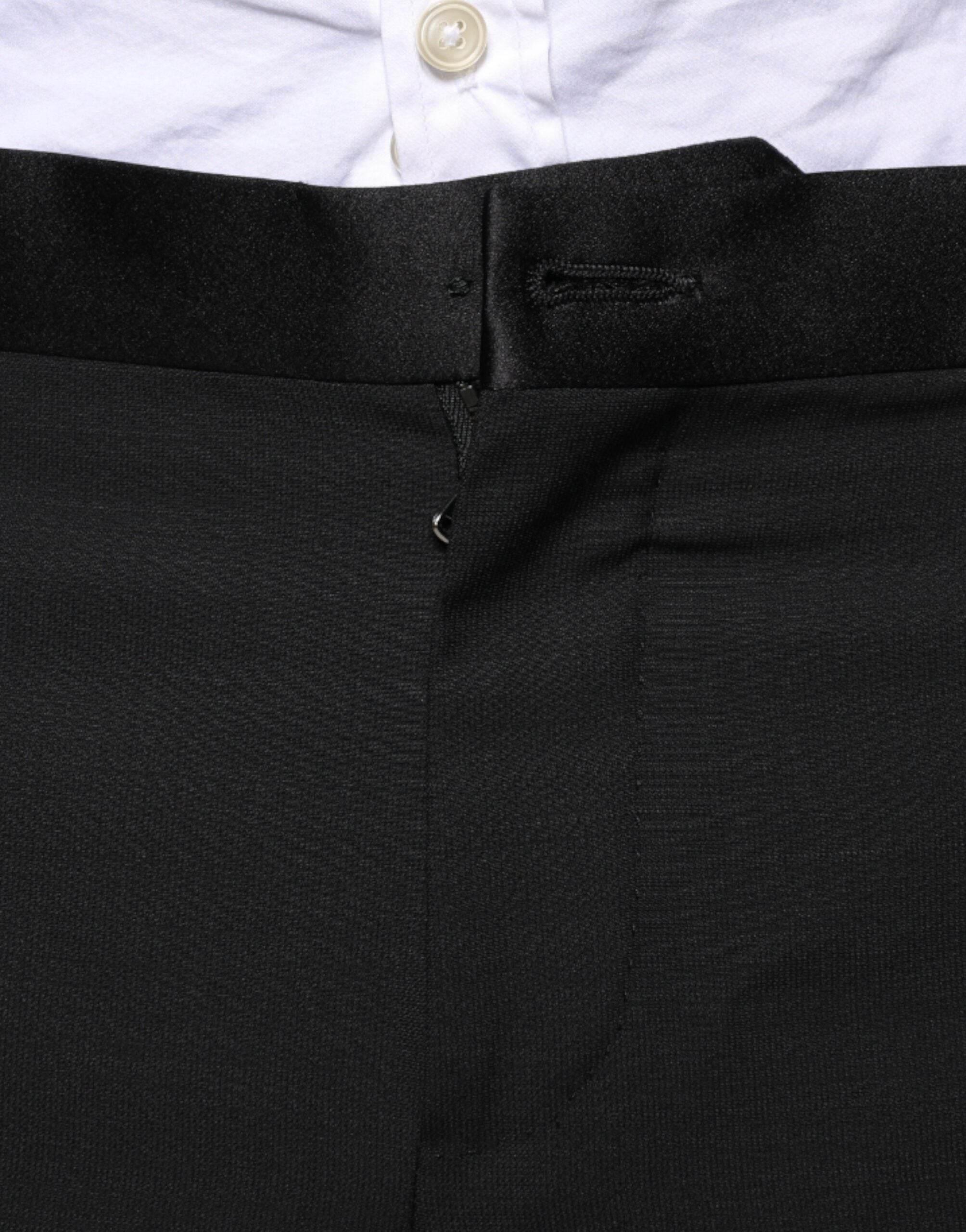 Dolce & Gabbana Black Wool 3 Piece Slim Fit Formal Suit - Hilstor