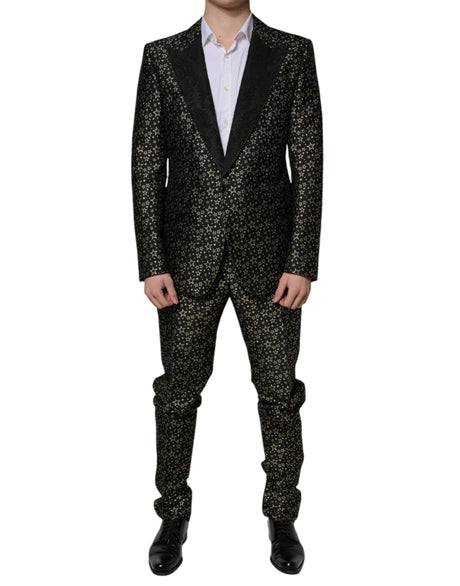 Dolce & Gabbana Black Stars Jacquard SICILIA 2 Piece Suit - Hilstor