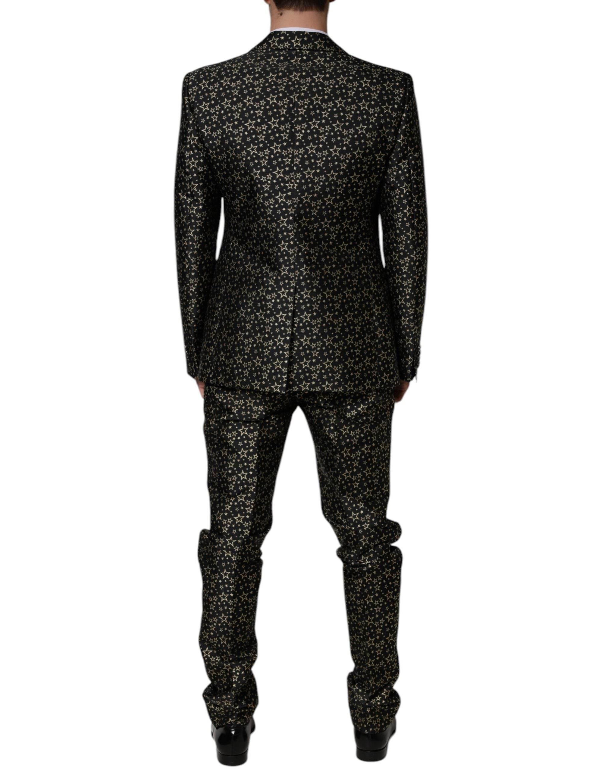 Dolce & Gabbana Black Stars Jacquard SICILIA 2 Piece Suit - Hilstor
