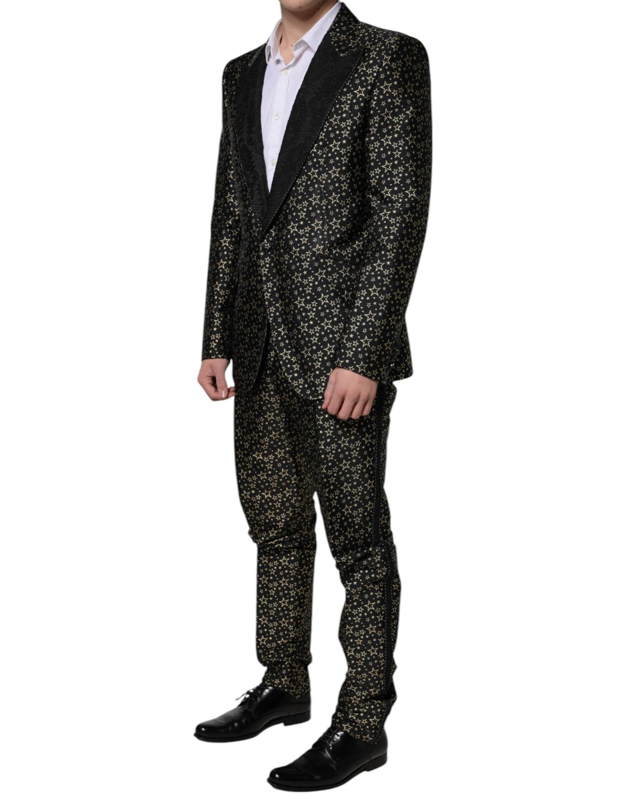 Dolce & Gabbana Black Stars Jacquard SICILIA 2 Piece Suit - Hilstor
