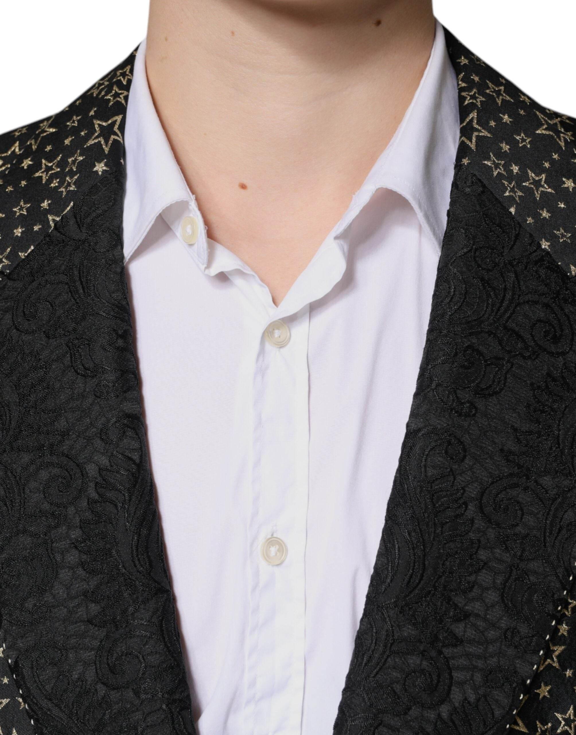 Dolce & Gabbana Black Stars Jacquard SICILIA 2 Piece Suit - Hilstor