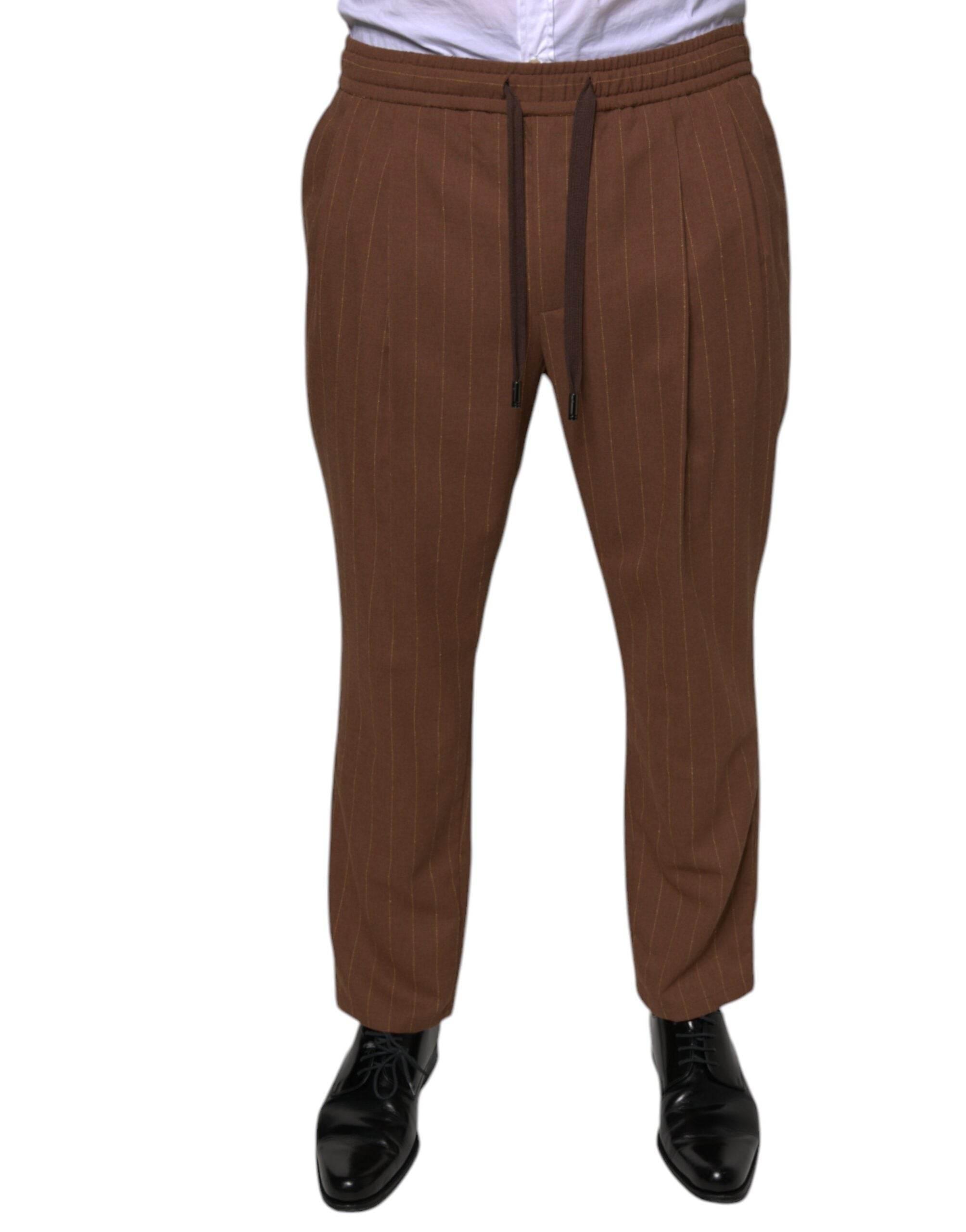 Dolce & Gabbana Brown Stripes Skinny Men Dress Pants - Hilstor