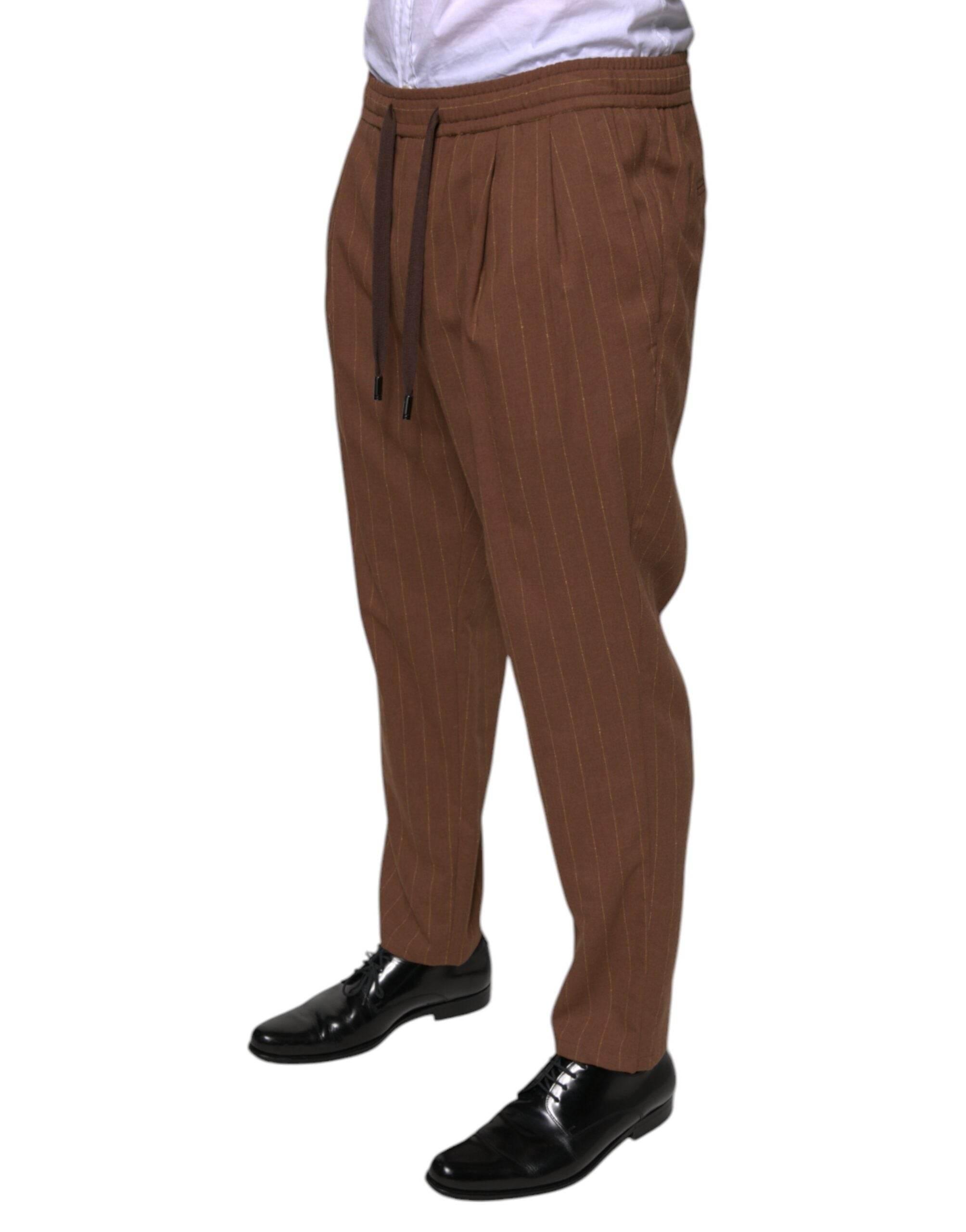 Dolce & Gabbana Brown Stripes Skinny Men Dress Pants - Hilstor