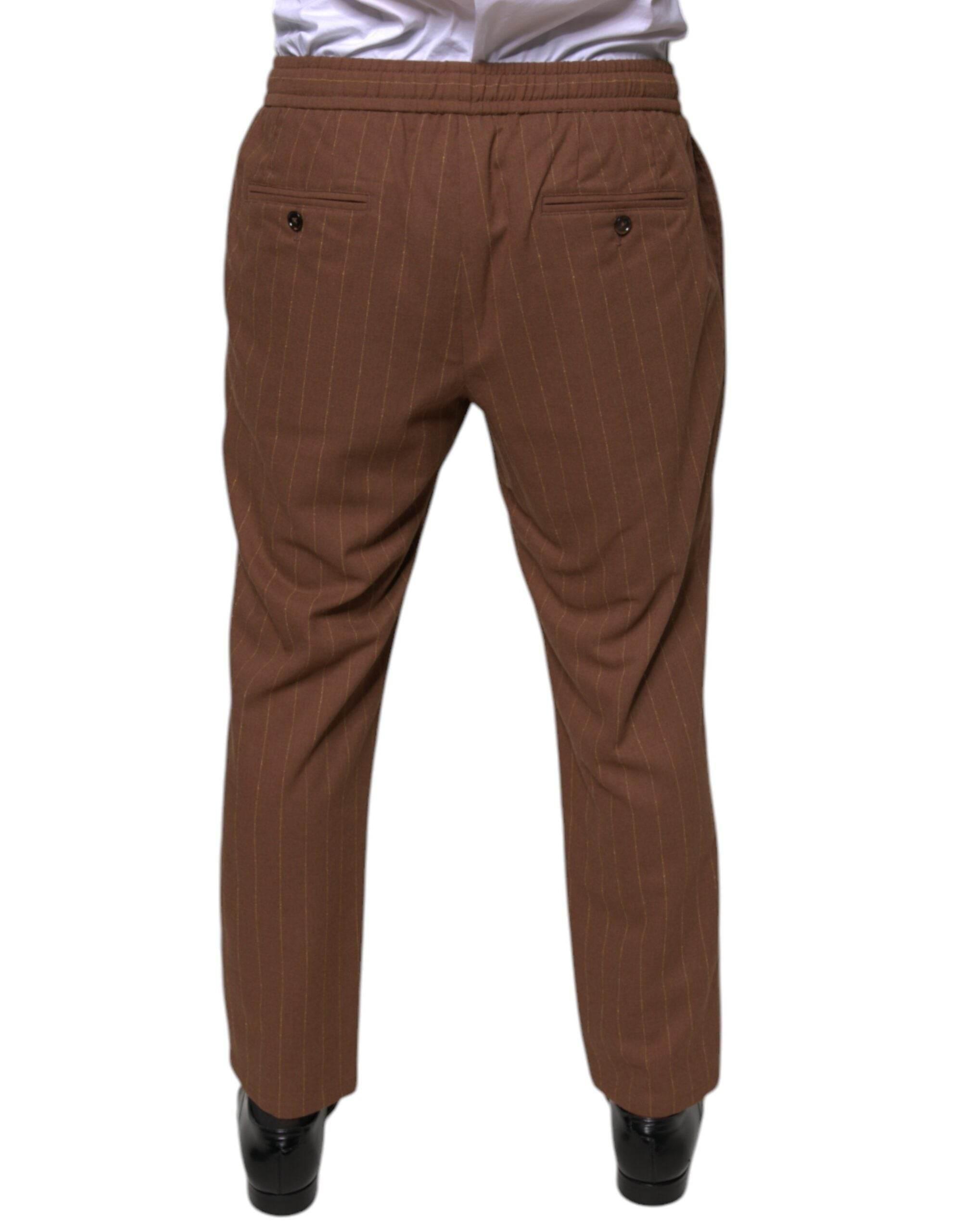 Dolce & Gabbana Brown Stripes Skinny Men Dress Pants - Hilstor