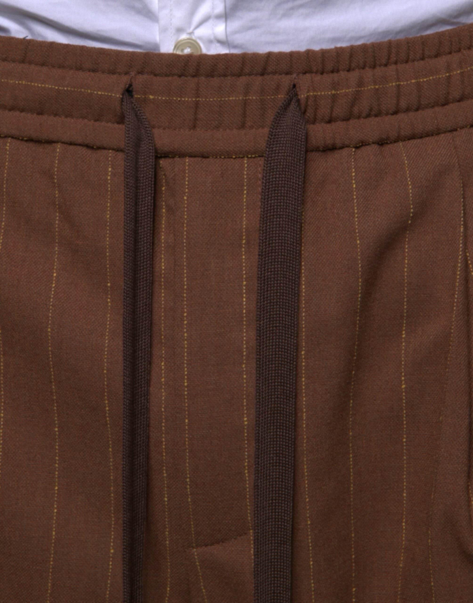 Dolce & Gabbana Brown Stripes Skinny Men Dress Pants - Hilstor