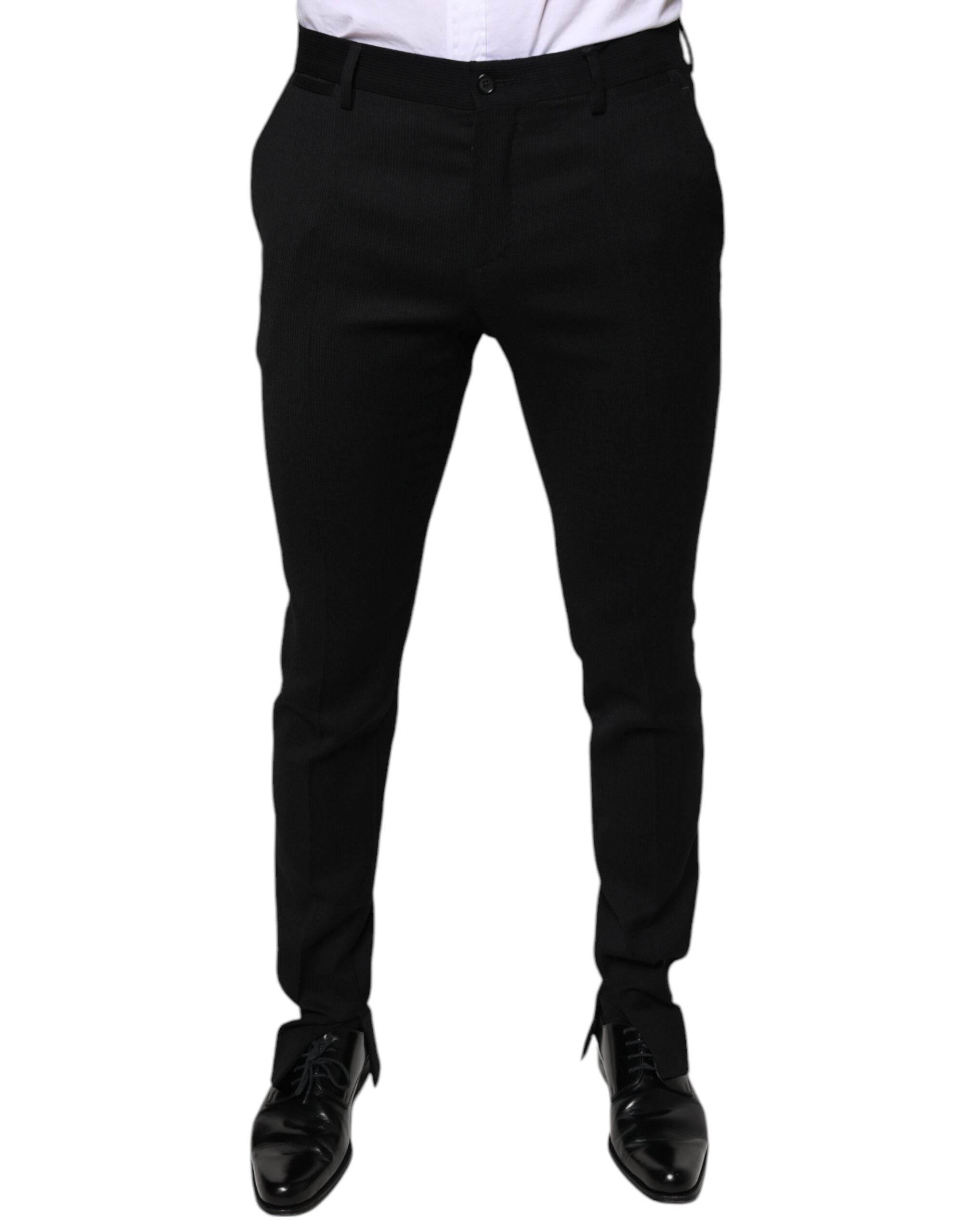 Dolce & Gabbana Black Wool Skinny Formal Dress Pants - Hilstor