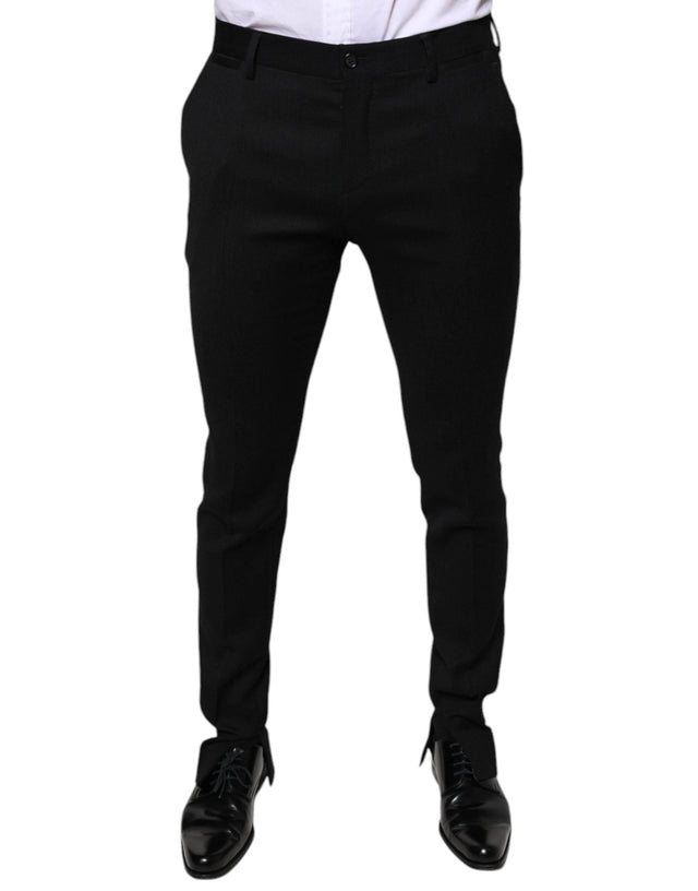 Dolce & Gabbana Black Wool Skinny Formal Dress Pants - Hilstor