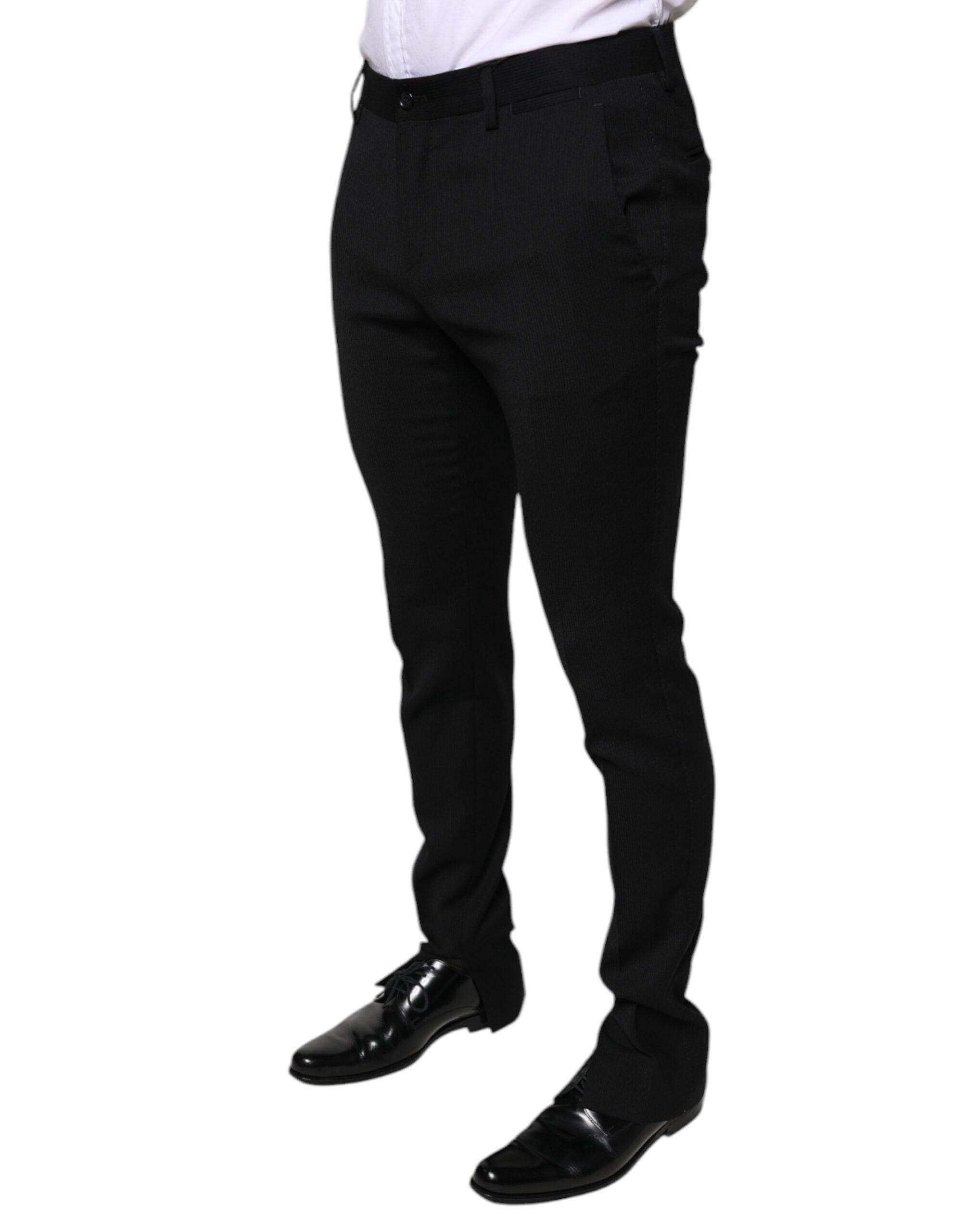Dolce & Gabbana Black Wool Skinny Formal Dress Pants - Hilstor