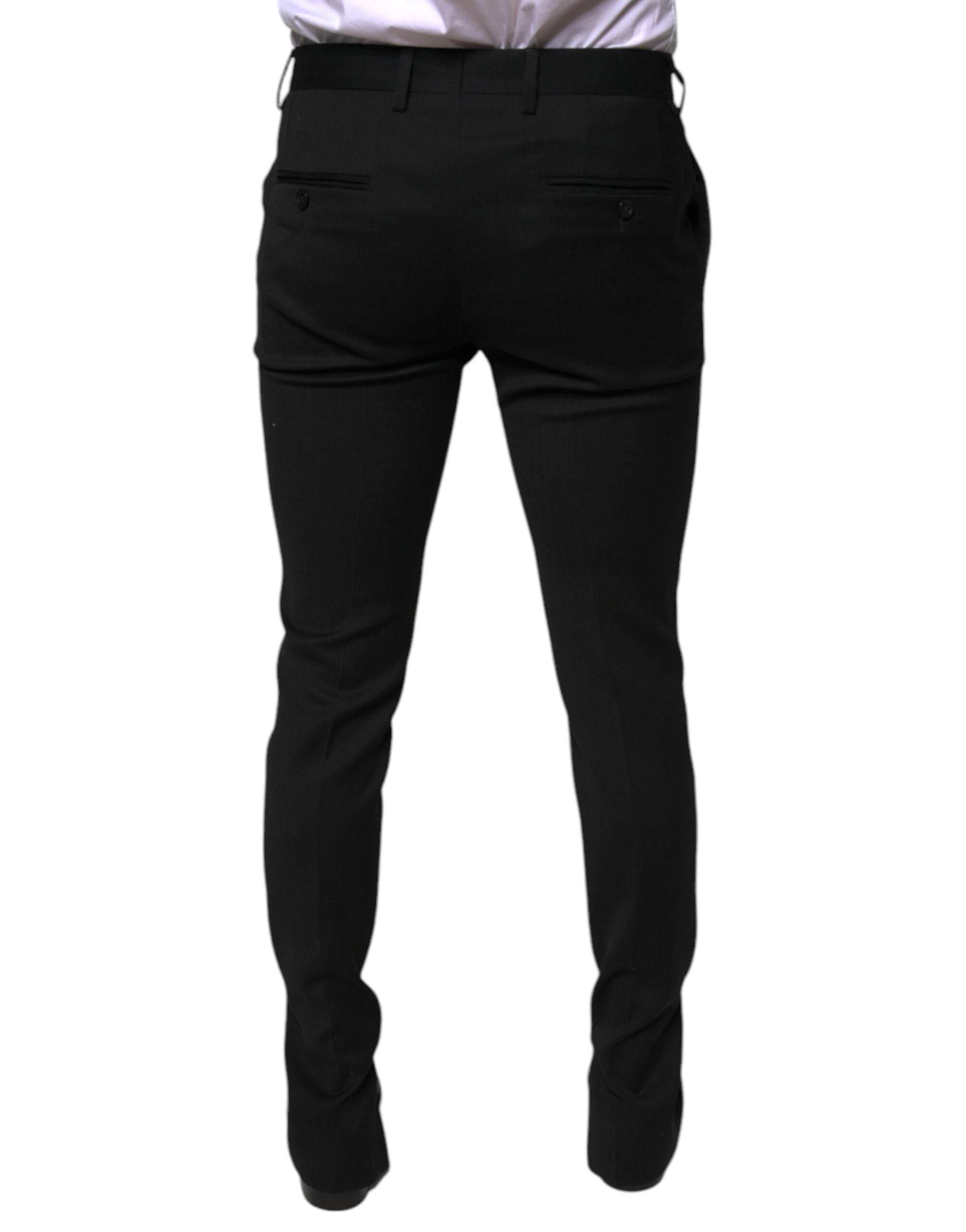 Dolce & Gabbana Black Wool Skinny Formal Dress Pants - Hilstor