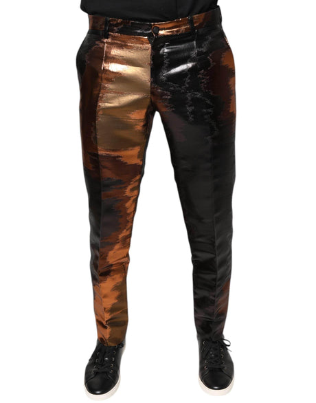 Dolce & Gabbana Multicolor Jacquard Skinny Men Pants - Hilstor