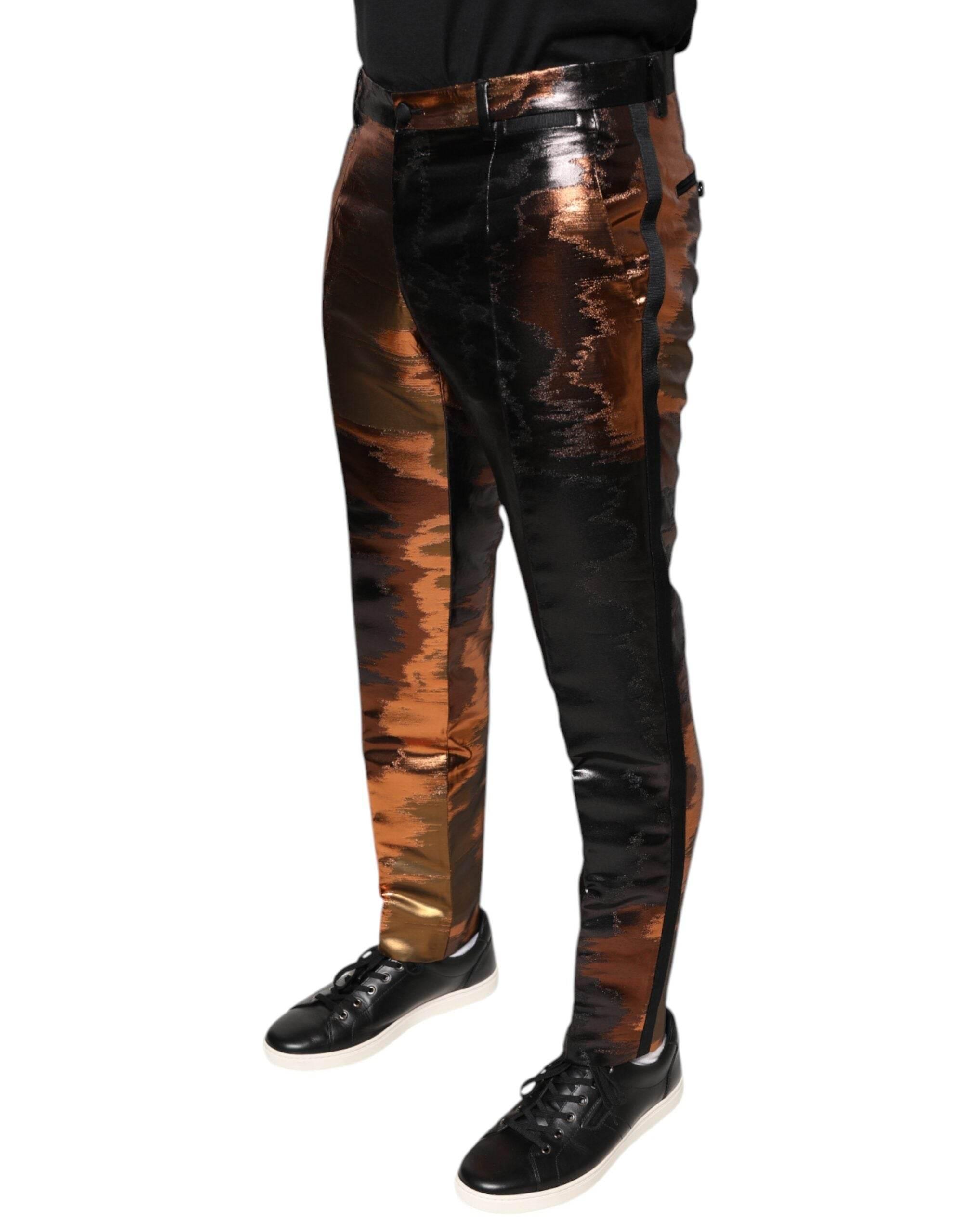 Dolce & Gabbana Multicolor Jacquard Skinny Men Pants - Hilstor