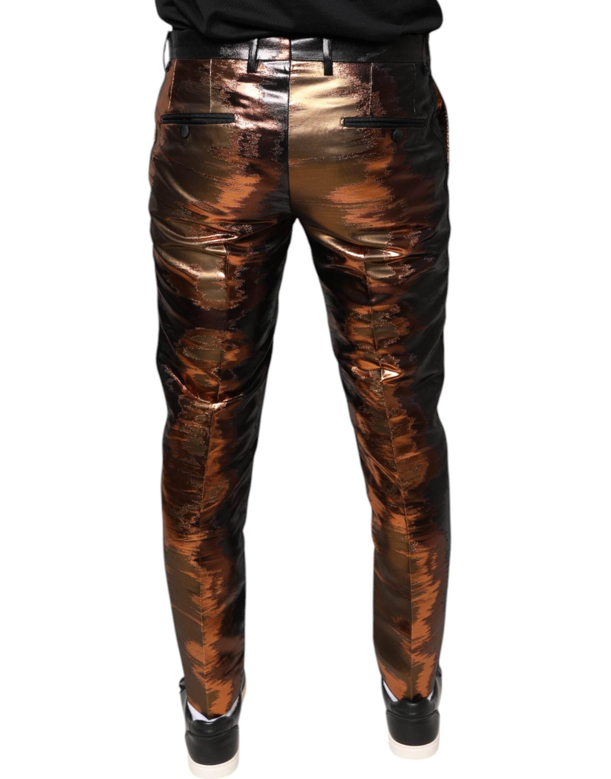 Dolce & Gabbana Multicolor Jacquard Skinny Men Pants - Hilstor