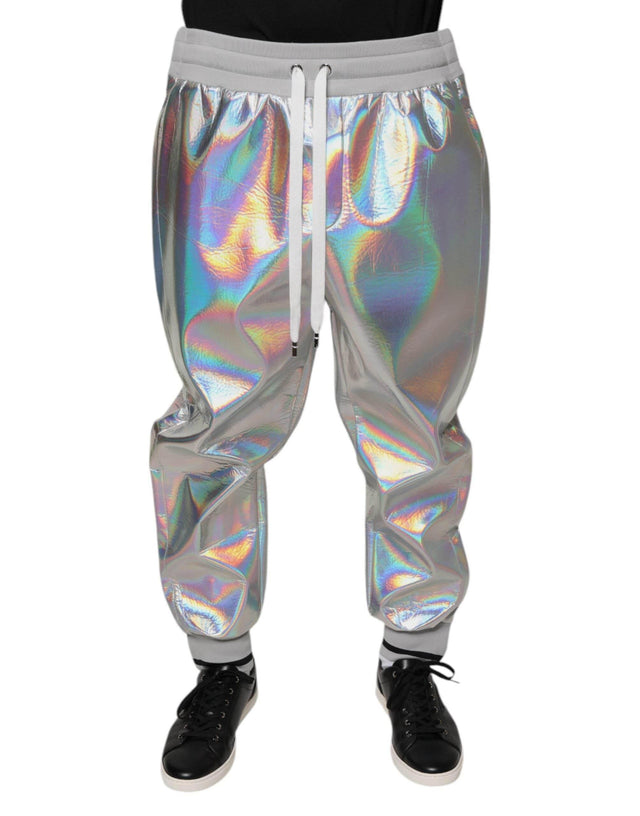 Dolce & Gabbana Silver Iridescent Men Jogger Sweatpants Pants - Hilstor