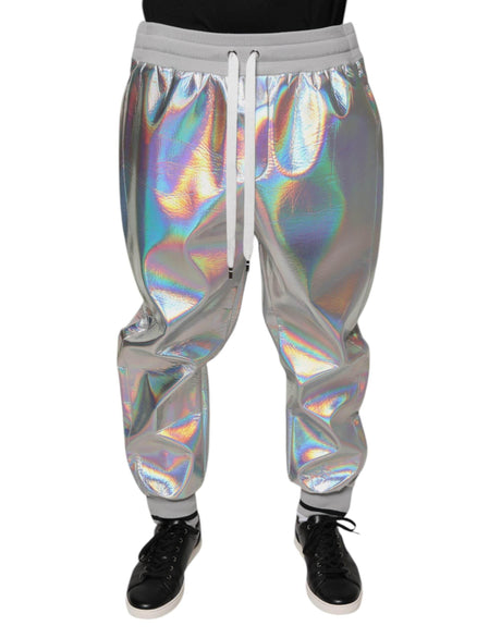 Dolce & Gabbana Silver Iridescent Men Jogger Sweatpants Pants - Hilstor