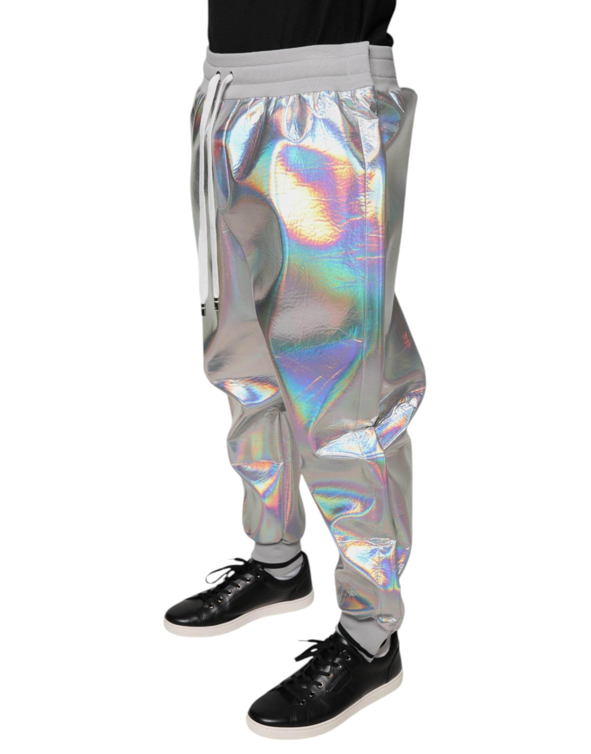 Dolce & Gabbana Silver Iridescent Men Jogger Sweatpants Pants - Hilstor
