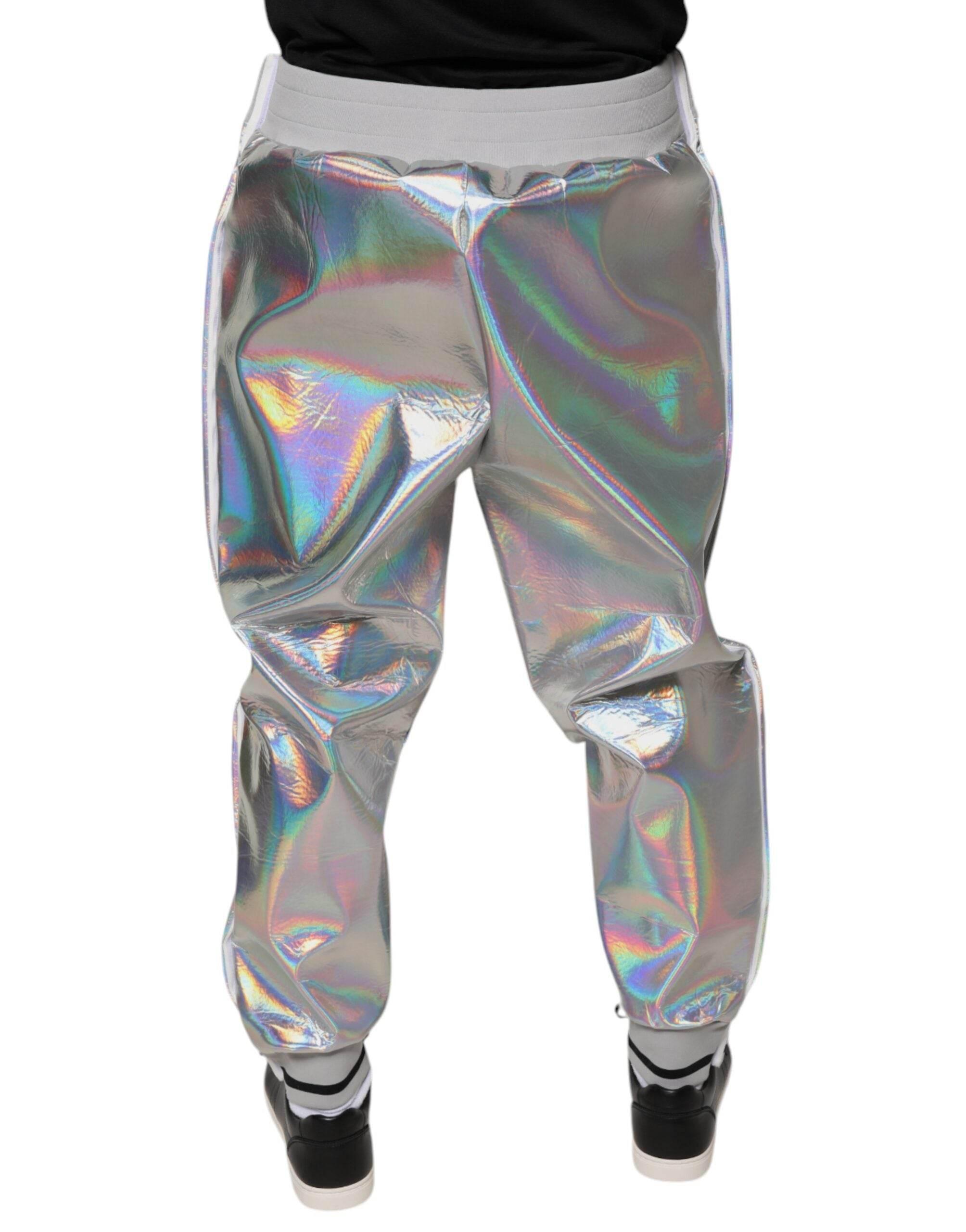 Dolce & Gabbana Silver Iridescent Men Jogger Sweatpants Pants - Hilstor