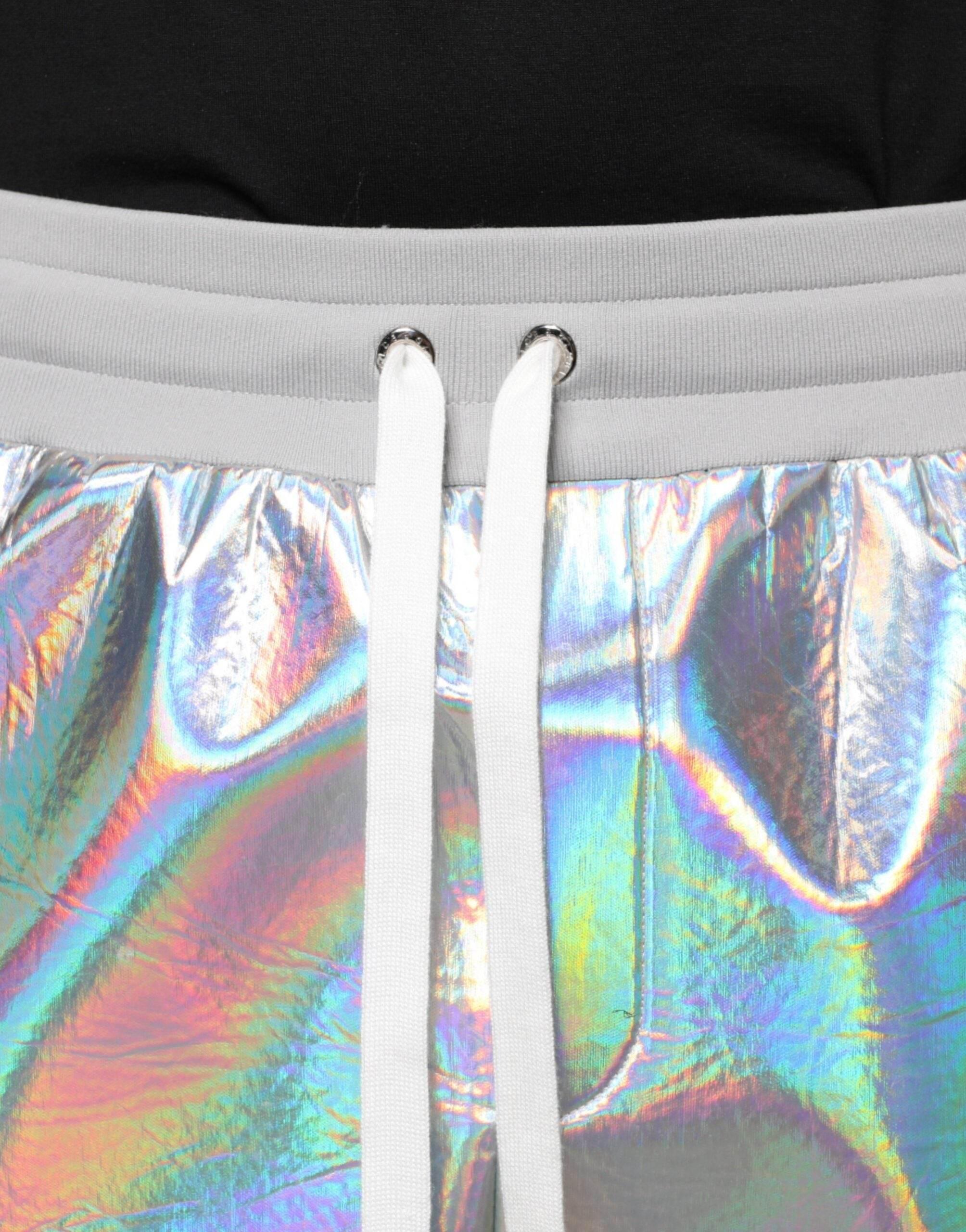 Dolce & Gabbana Silver Iridescent Men Jogger Sweatpants Pants - Hilstor