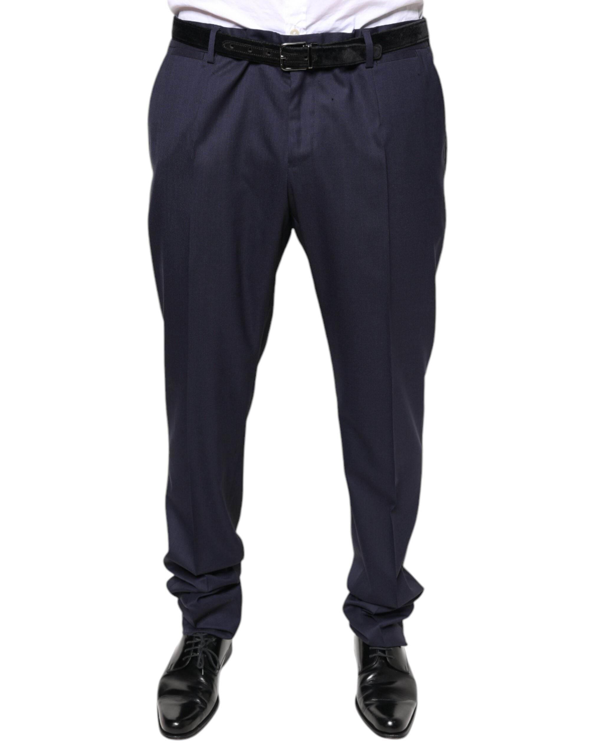 Dolce & Gabbana Blue Wool Skinny Formal Dress Pants - Hilstor