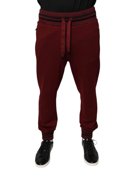 Dolce & Gabbana Dark Red Cotton Men Jogger Sweatpants Pants - Hilstor