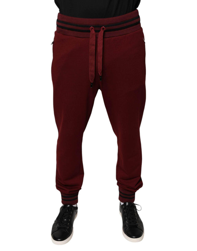 Dolce & Gabbana Dark Red Cotton Men Jogger Sweatpants Pants - Hilstor