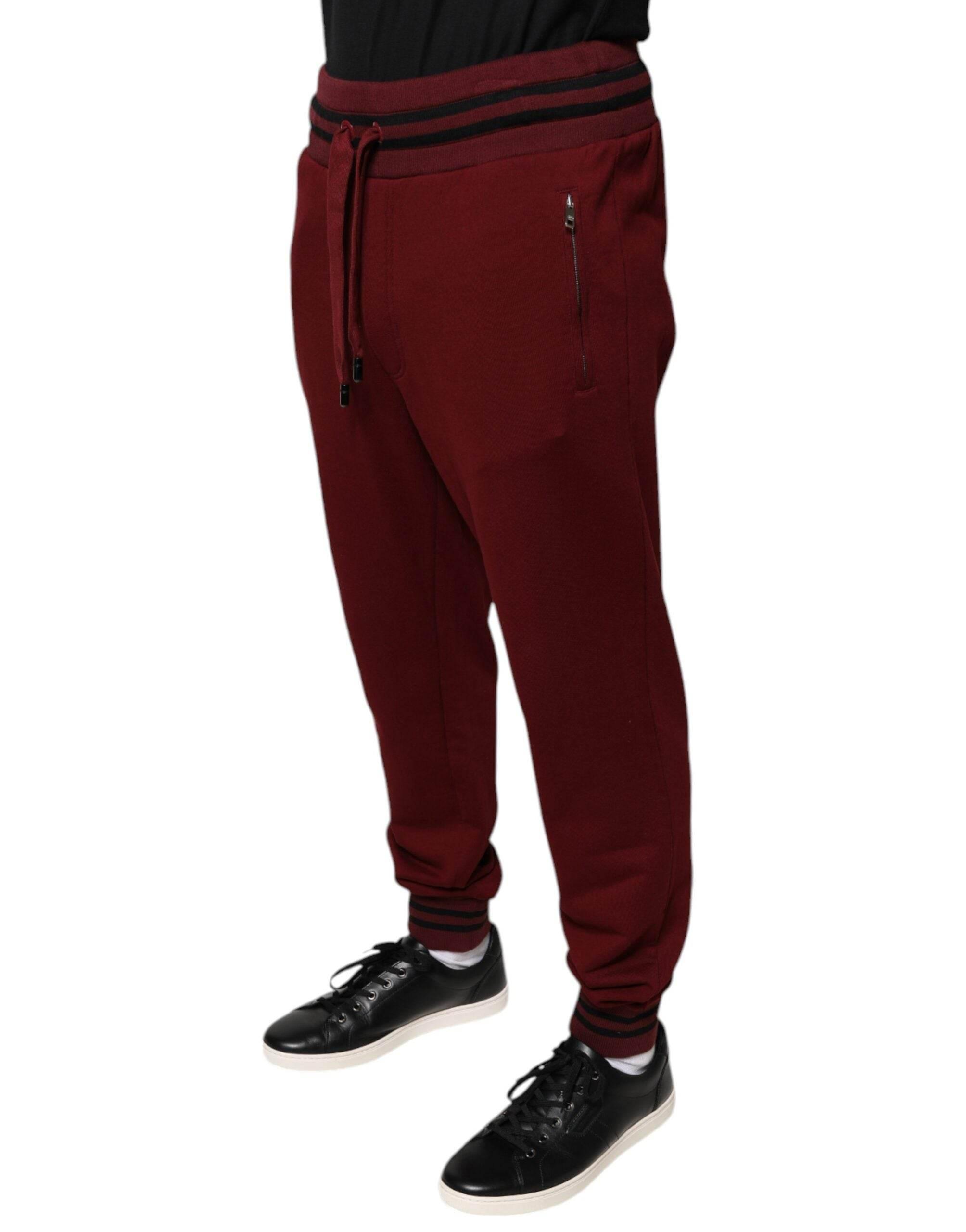 Dolce & Gabbana Dark Red Cotton Men Jogger Sweatpants Pants - Hilstor