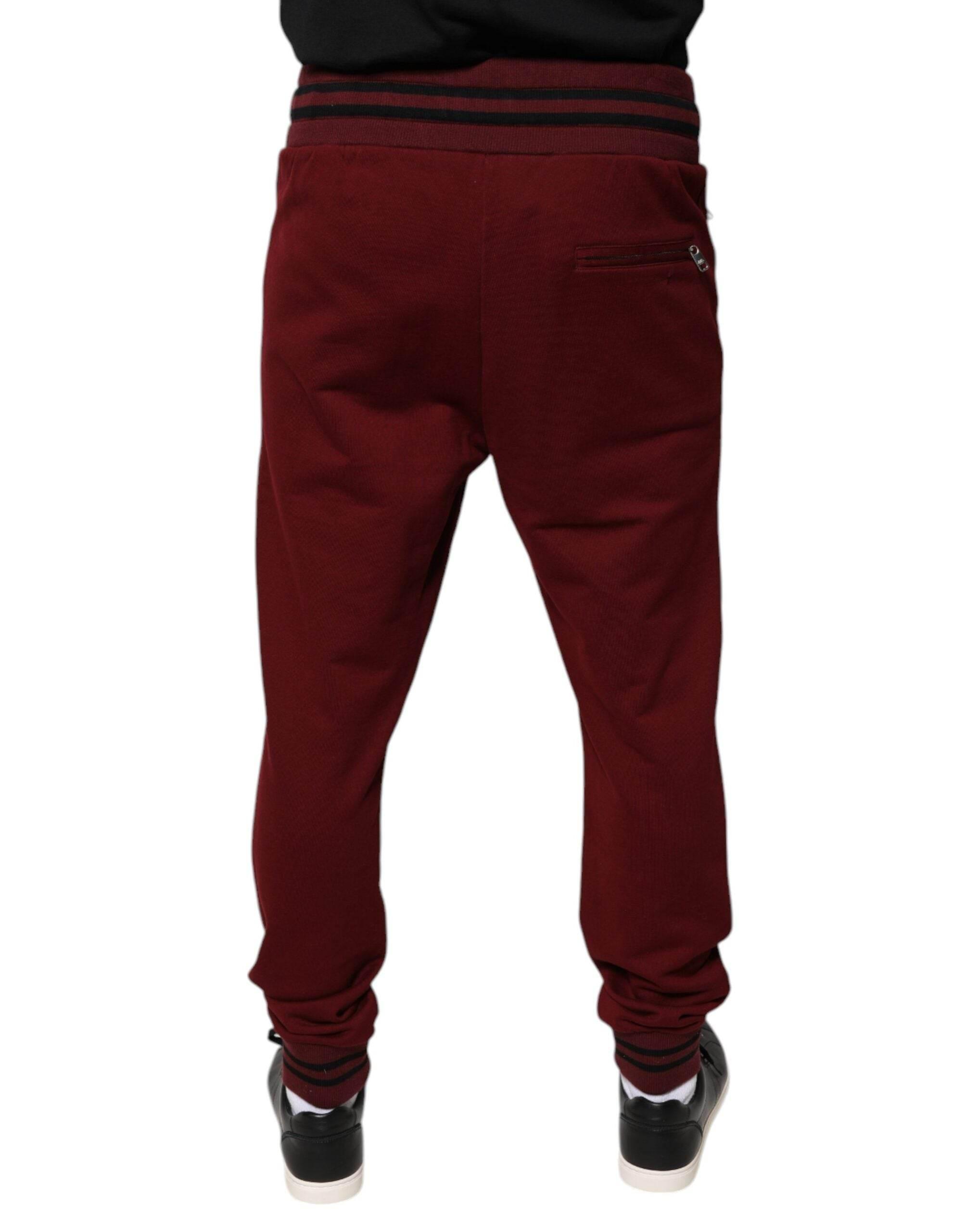 Dolce & Gabbana Dark Red Cotton Men Jogger Sweatpants Pants - Hilstor