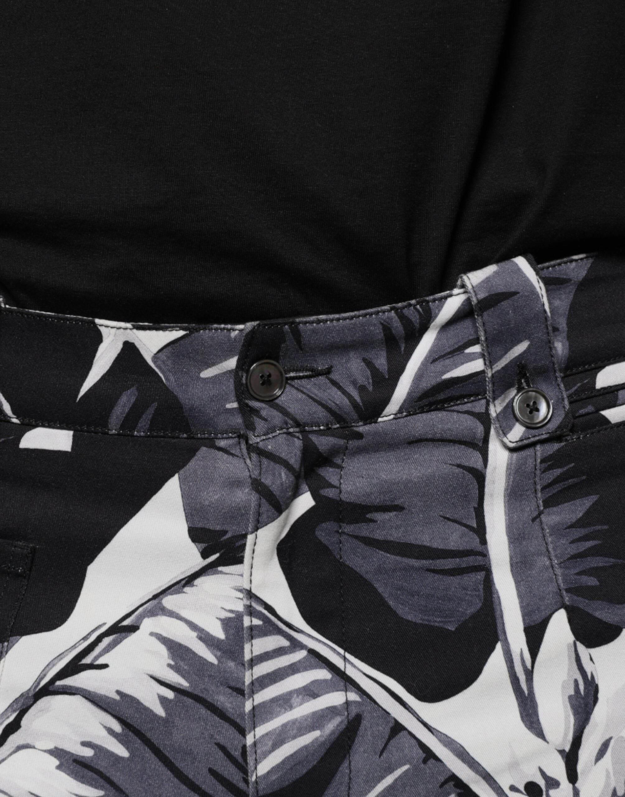 Dolce & Gabbana Gray Banana Leaf Cotton Stretch Capri Pants - Hilstor