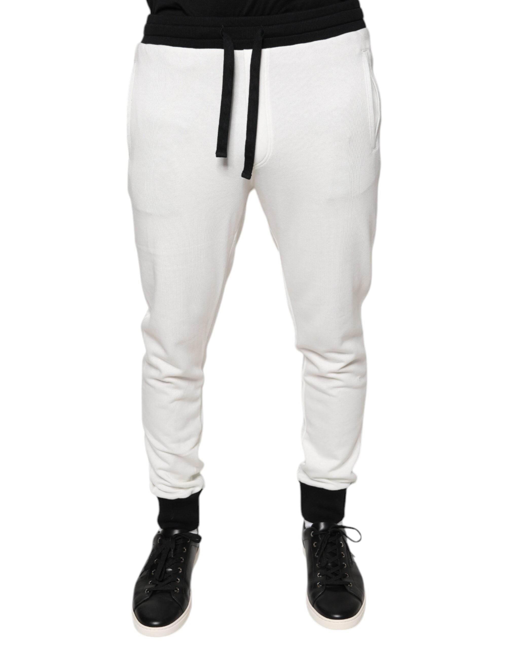 Dolce & Gabbana White Cotton Slim Men Jogger Sweatpants Pants - Hilstor