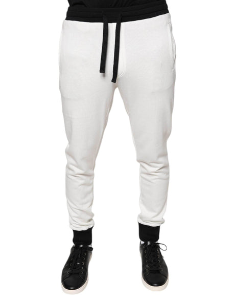 Dolce & Gabbana White Cotton Slim Men Jogger Sweatpants Pants - Hilstor