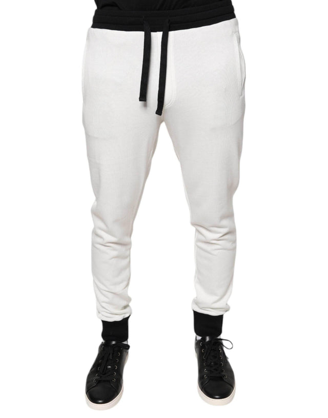 Dolce & Gabbana White Cotton Slim Men Jogger Sweatpants Pants - Hilstor