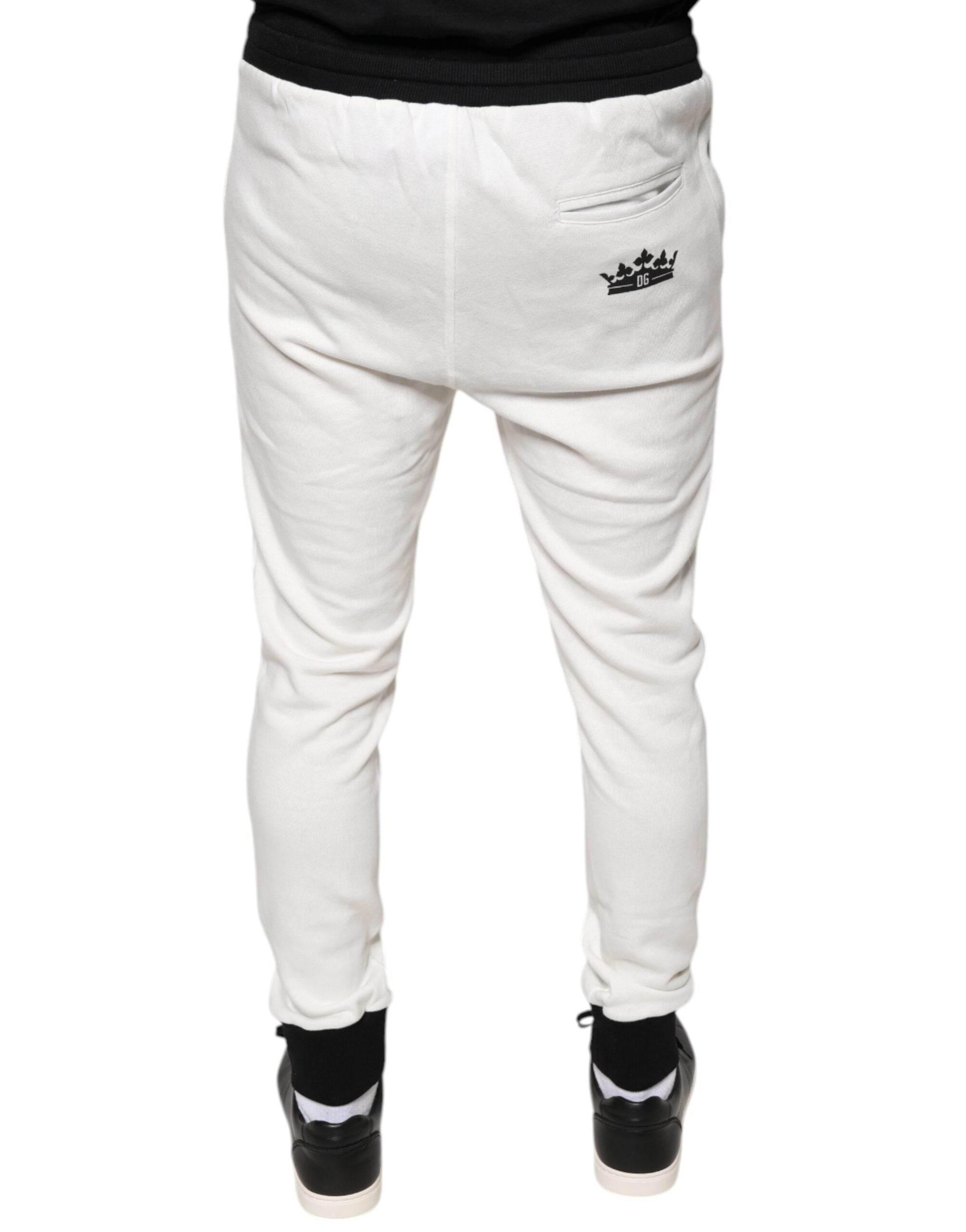 Dolce & Gabbana White Cotton Slim Men Jogger Sweatpants Pants - Hilstor