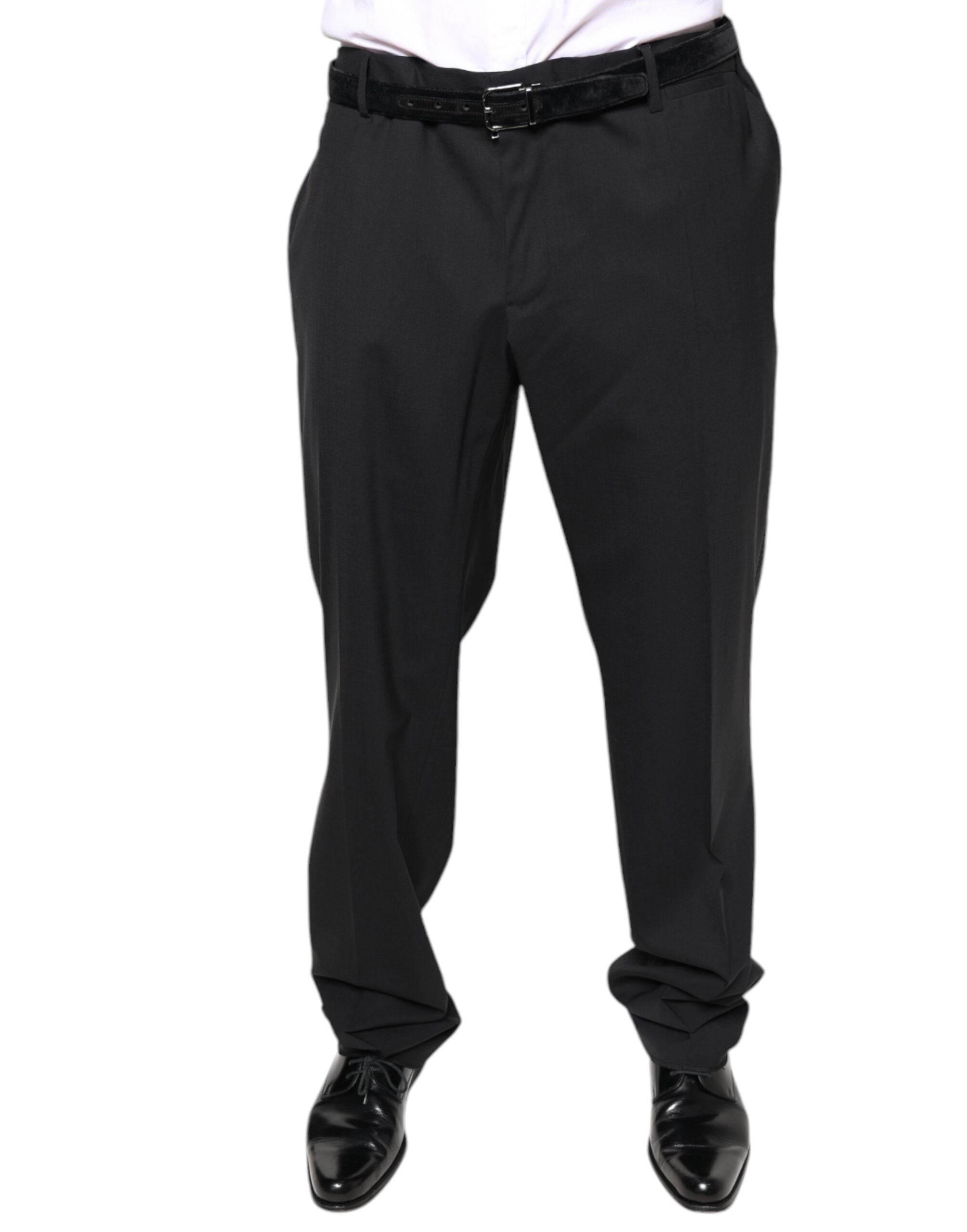 Dolce & Gabbana Black Wool Men Formal Dress Pants - Hilstor