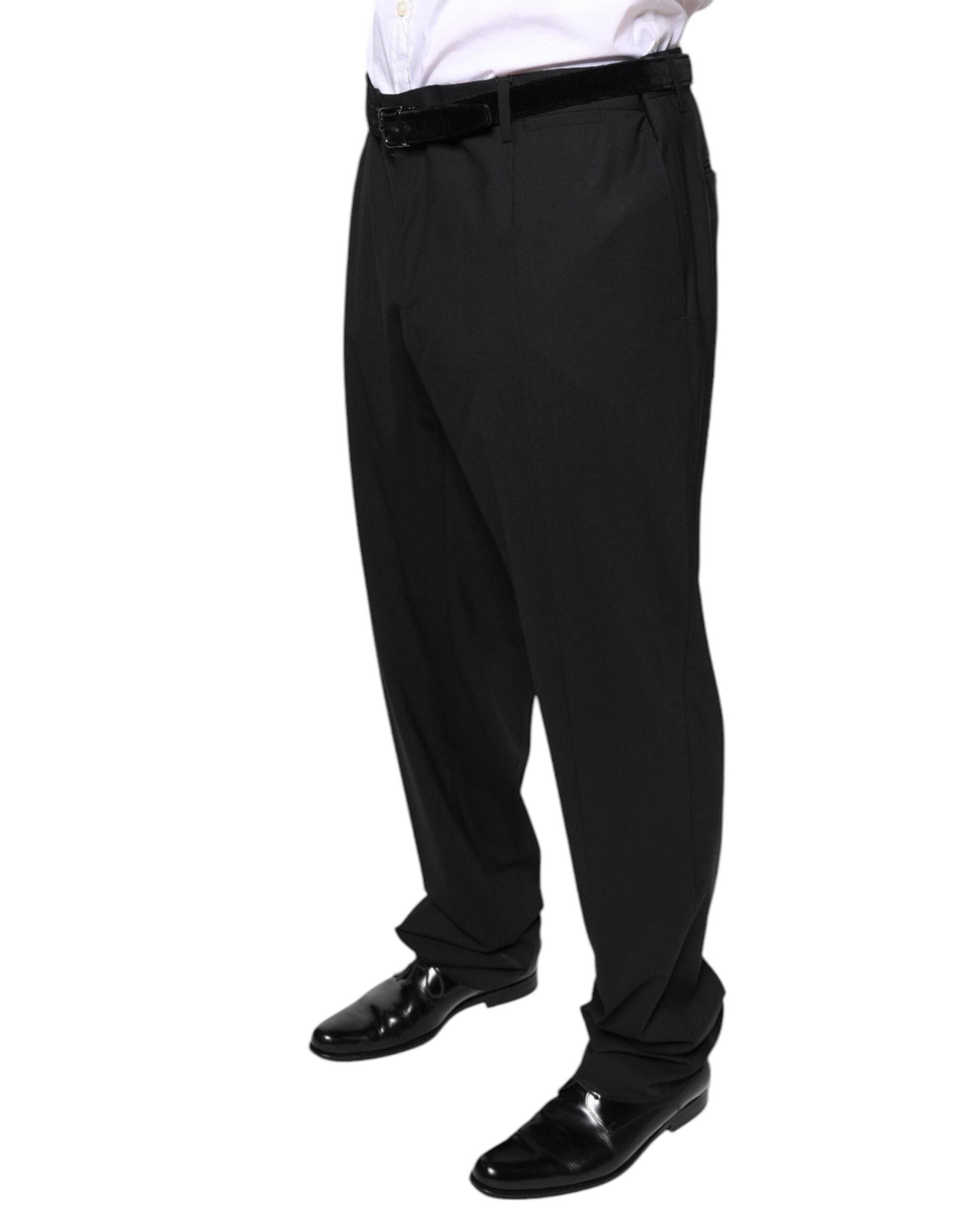 Dolce & Gabbana Black Wool Men Formal Dress Pants - Hilstor
