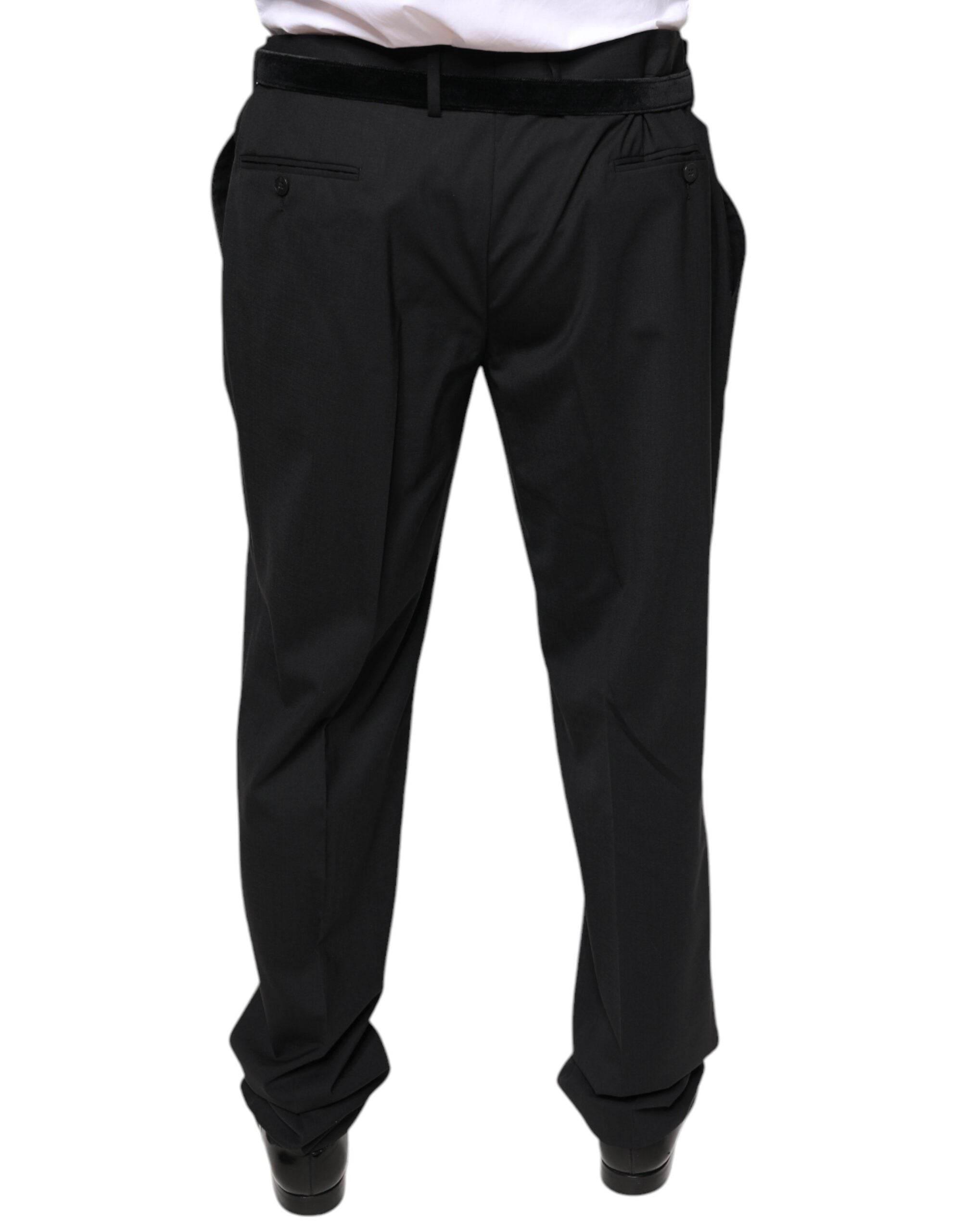 Dolce & Gabbana Black Wool Men Formal Dress Pants - Hilstor