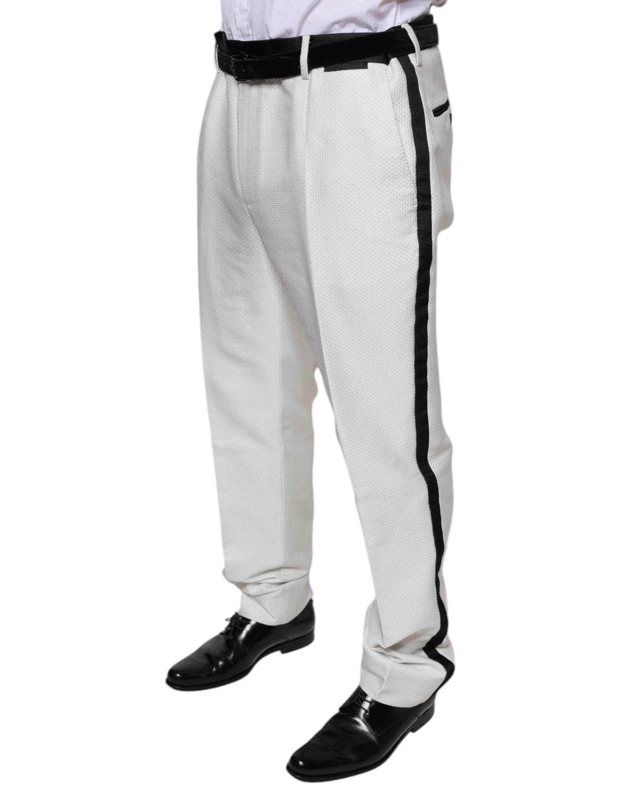 Dolce & Gabbana White Polyester Formal Dress Pants - Hilstor