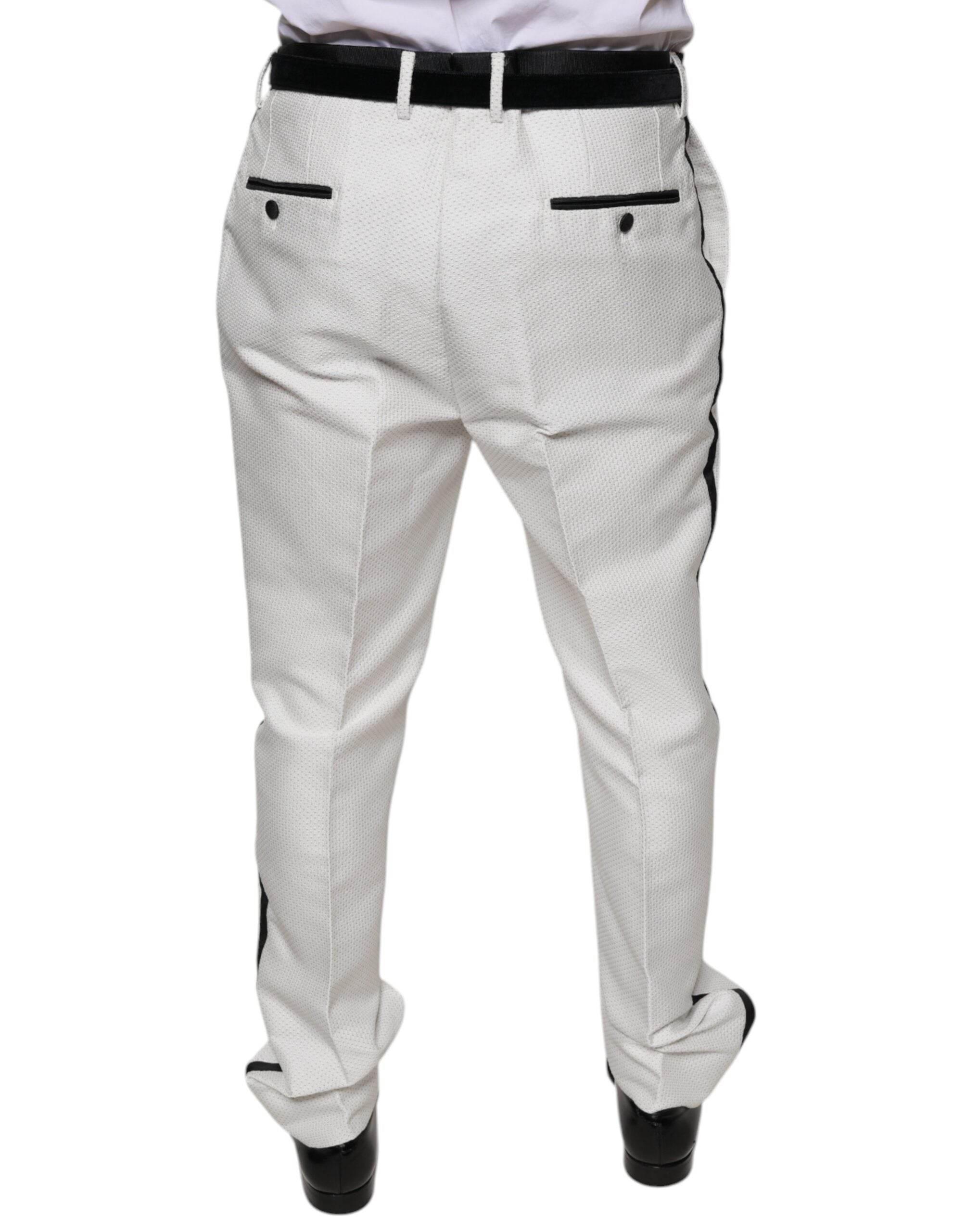 Dolce & Gabbana White Polyester Formal Dress Pants - Hilstor