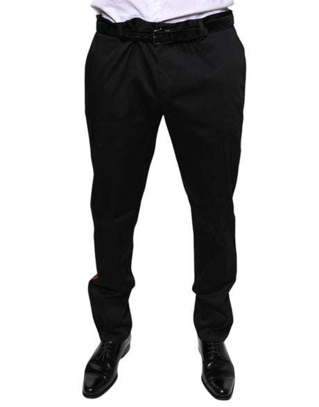 Dolce & Gabbana Black Cotton Stretch Skinny Men Dress Pants - Hilstor
