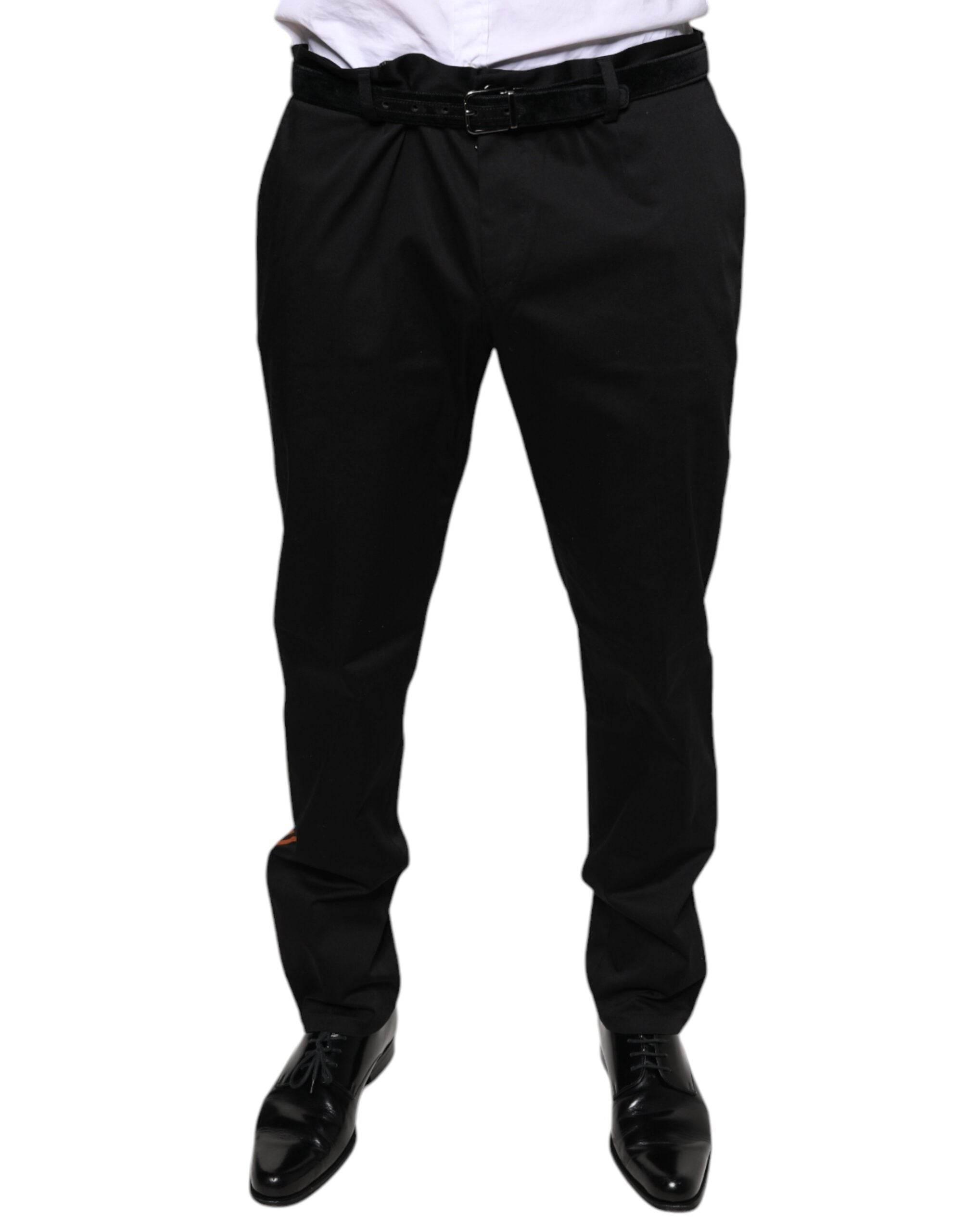 Dolce & Gabbana Black Cotton Stretch Skinny Men Dress Pants - Hilstor