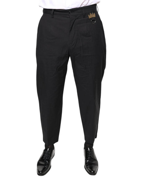 Dolce & Gabbana Black Crown Cotton Dress Pants - Hilstor