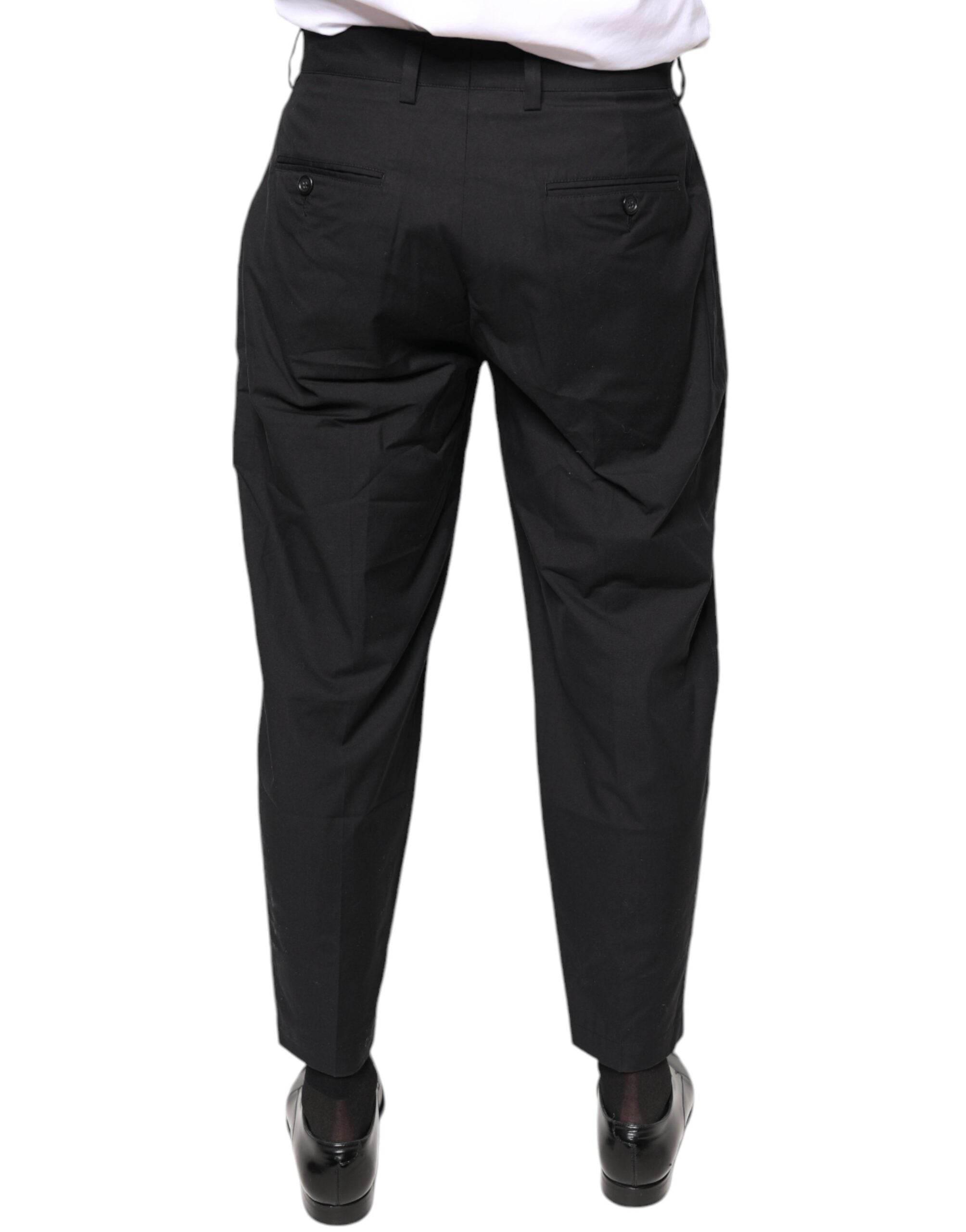 Dolce & Gabbana Black Crown Cotton Dress Pants - Hilstor
