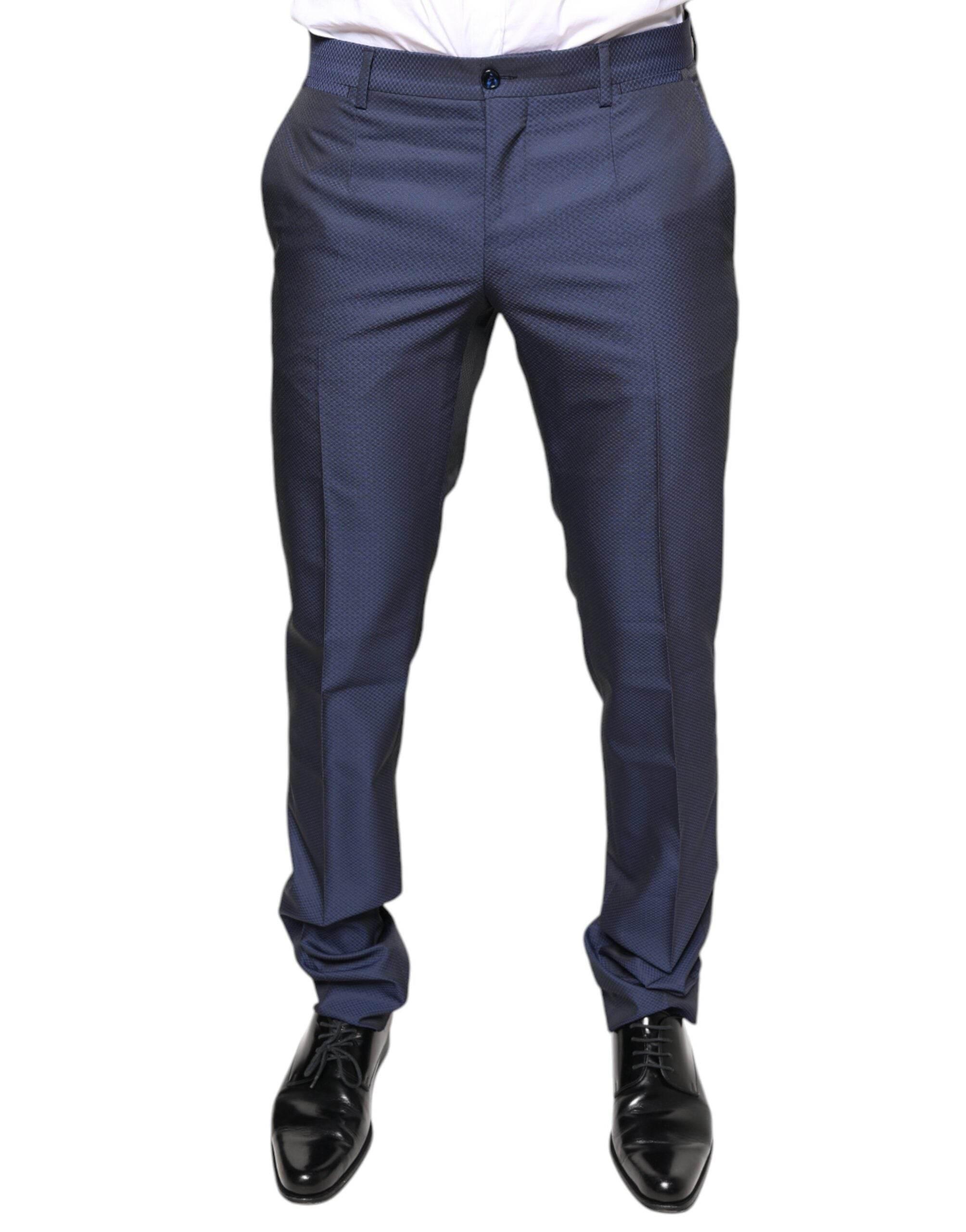 Dolce & Gabbana Blue Polyester Formal Tuxedo Pants - Hilstor