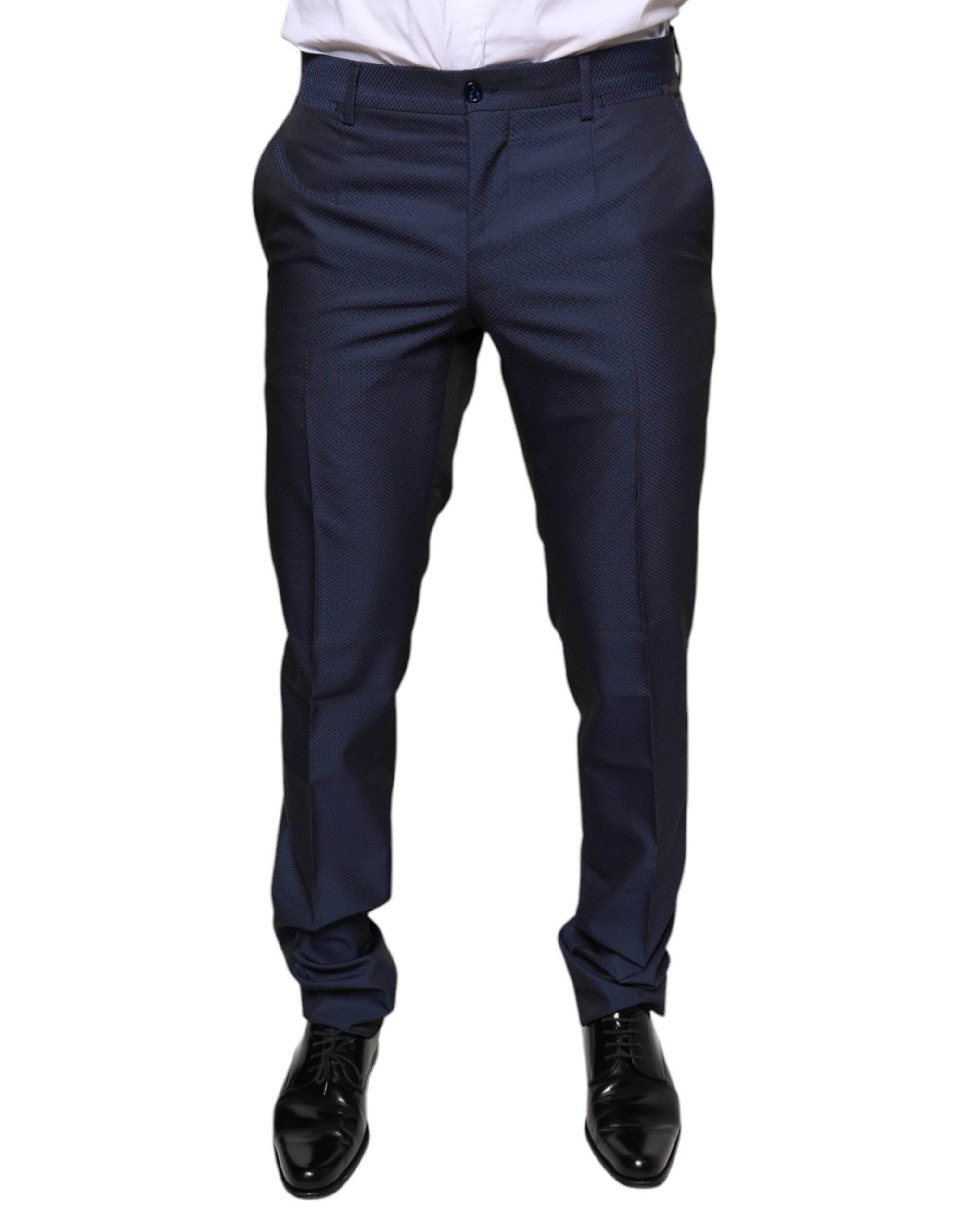 Dolce & Gabbana Blue Polyester Formal Tuxedo Pants - Hilstor